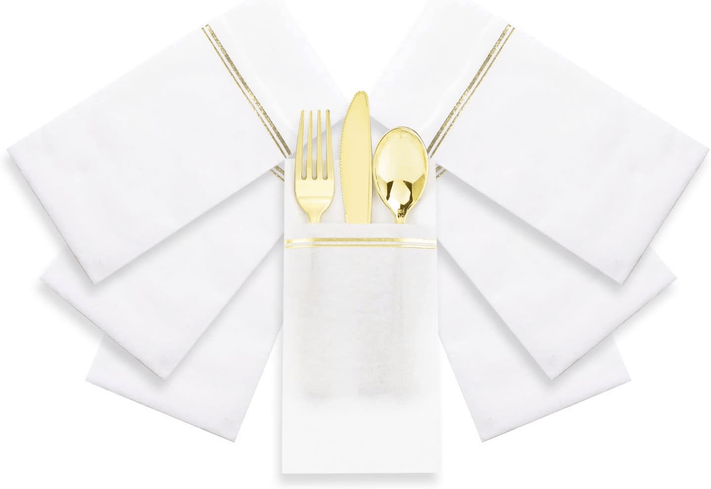 Gold Paper Napkins with Built-in Flatware Pocket — view 9