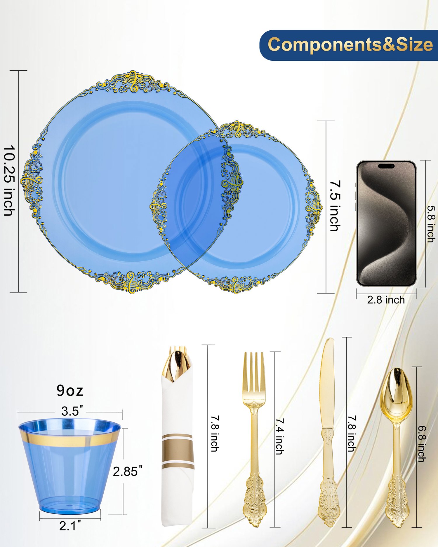 Blue Plastic Plates Set — view 2