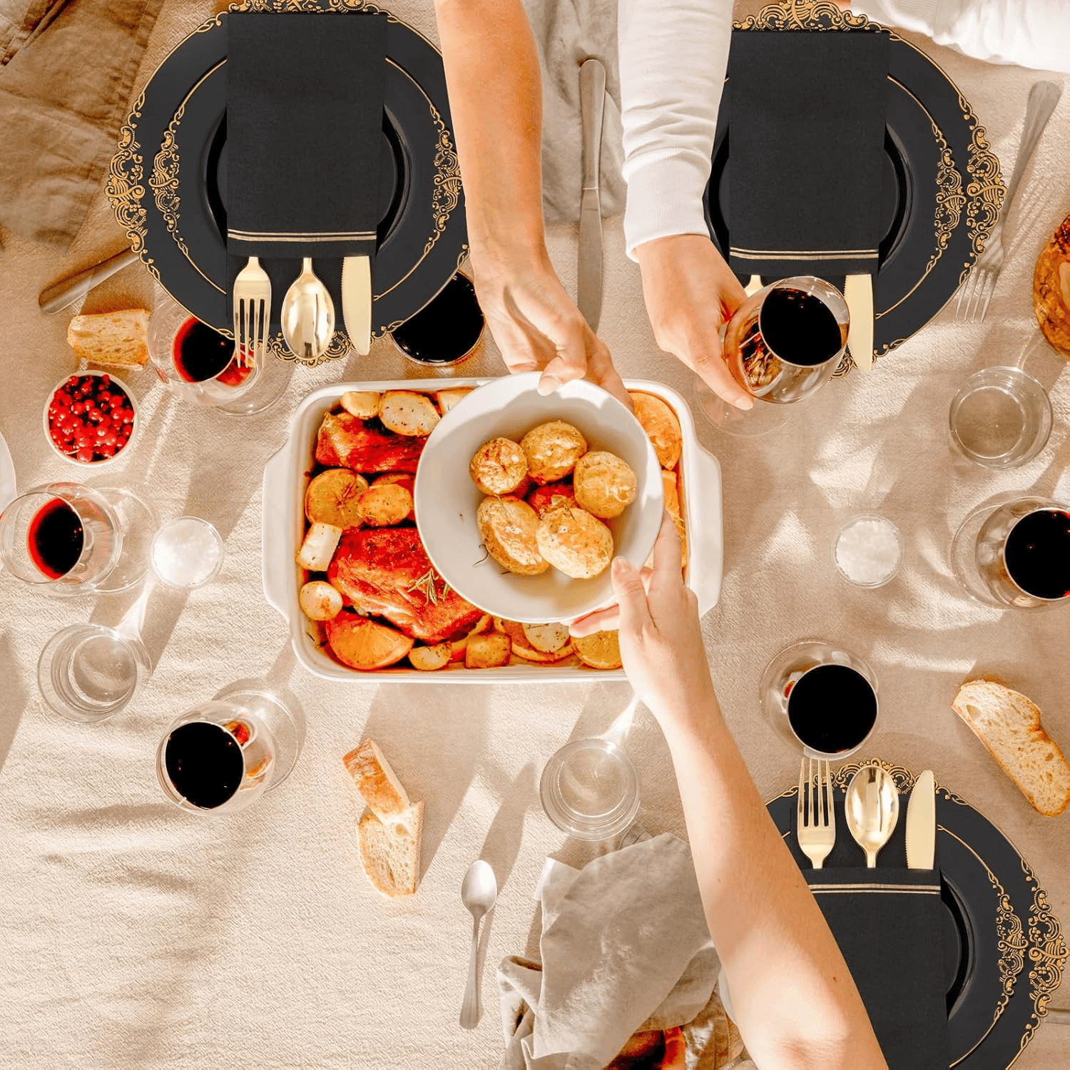 Black Paper Napkins with Built-in Flatware Pocket — view 9