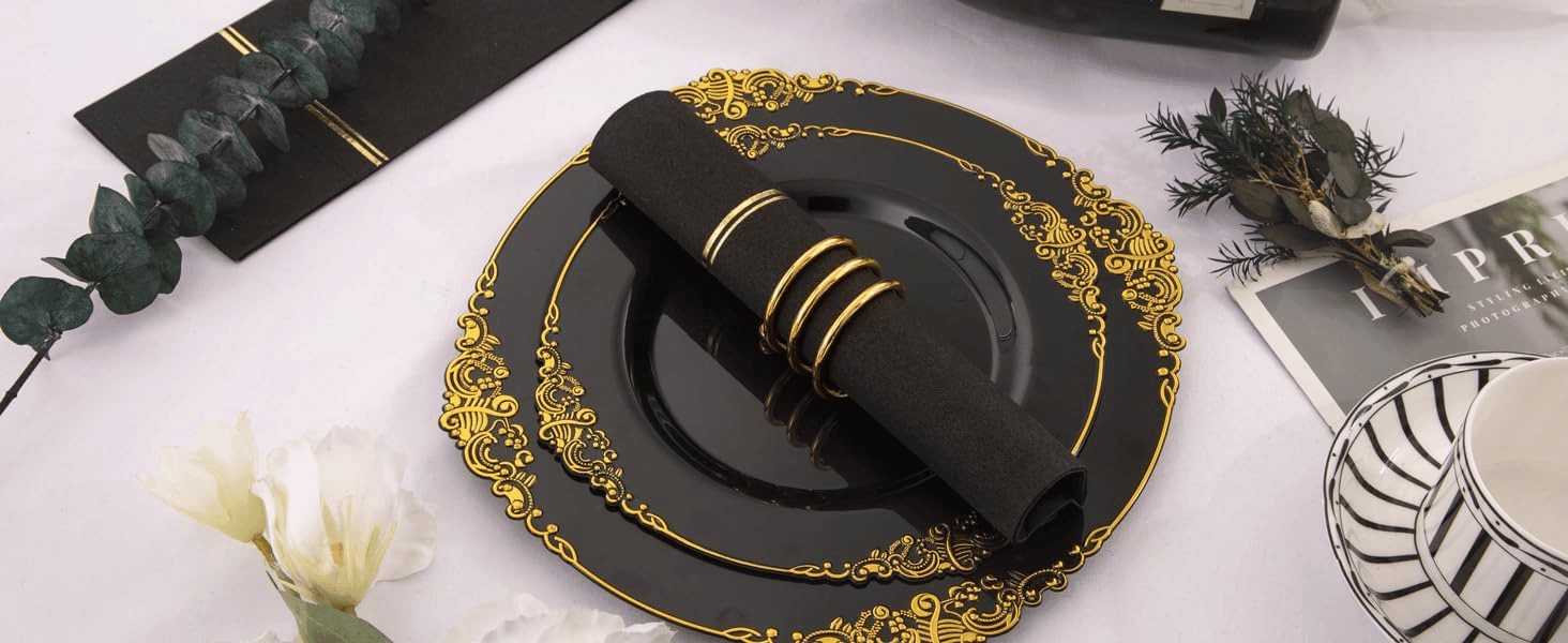 Black Paper Napkins with Built-in Flatware Pocket — view 10
