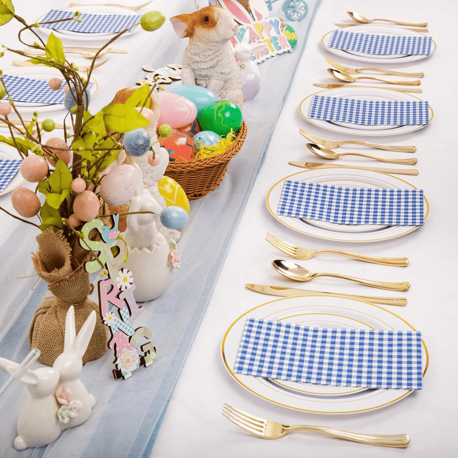 Blue Gingham Napkins Disposable-3ply Paper Napkins Rim — view 8