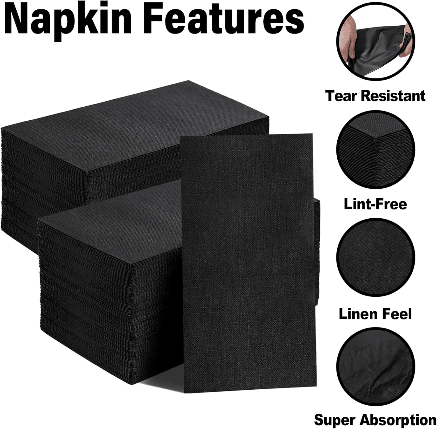 Black Napkins Disposable-3ply Paper Napkins Rim — view 8