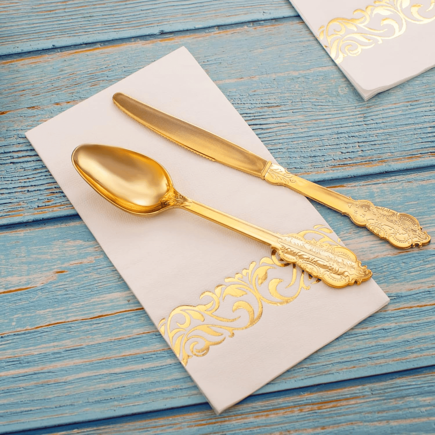 White And Gold Napkins Disposable-3ply Paper Napkins Rim — view 8