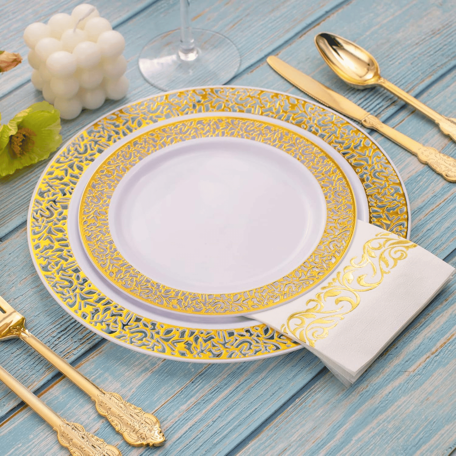White And Gold Napkins Disposable-3ply Paper Napkins Rim — view 9