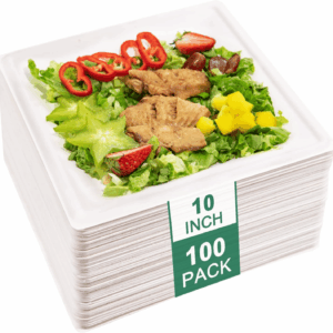 Square Biodegradable Bagasse Plates — view 1