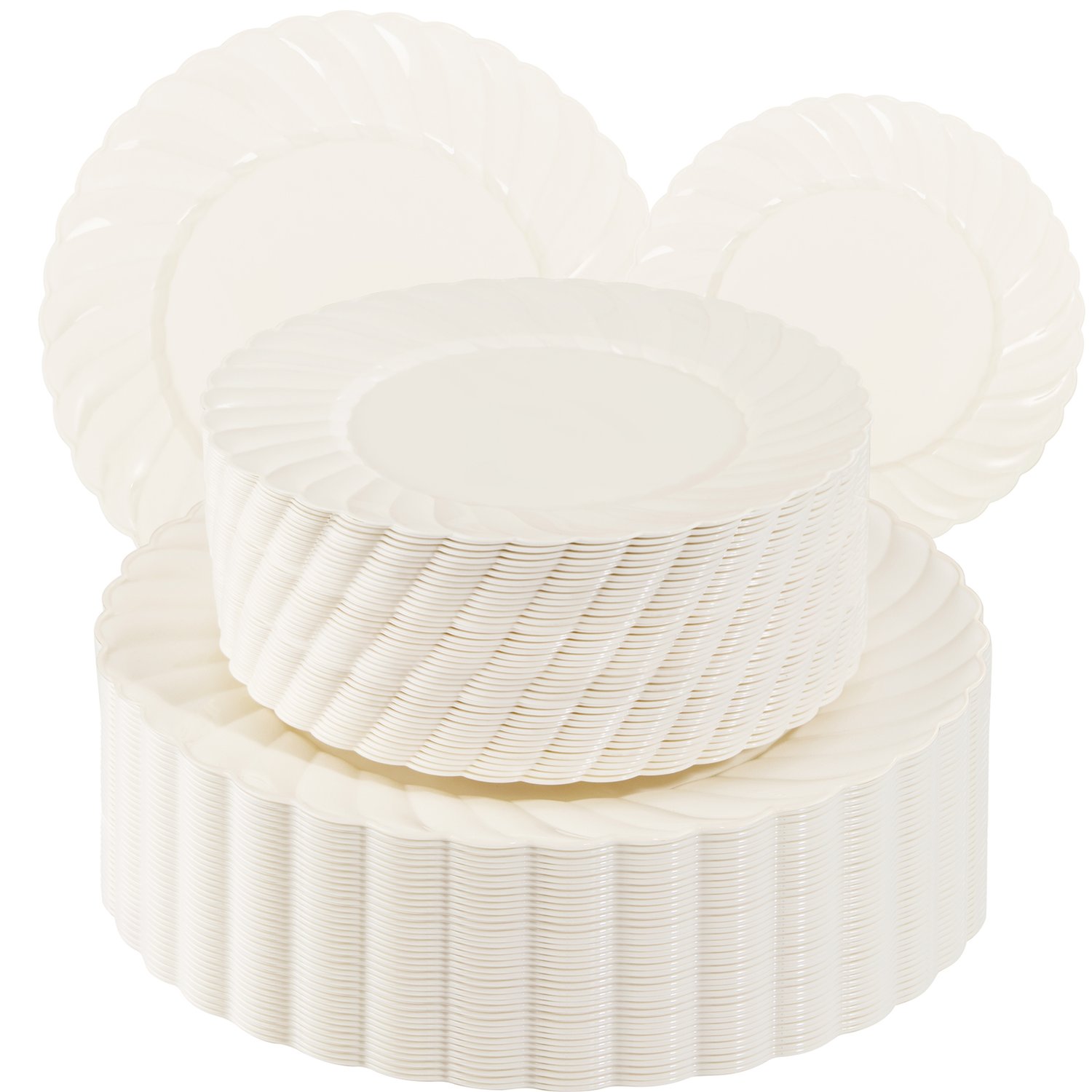 Ivory U-QE Plastic Plates — view 2