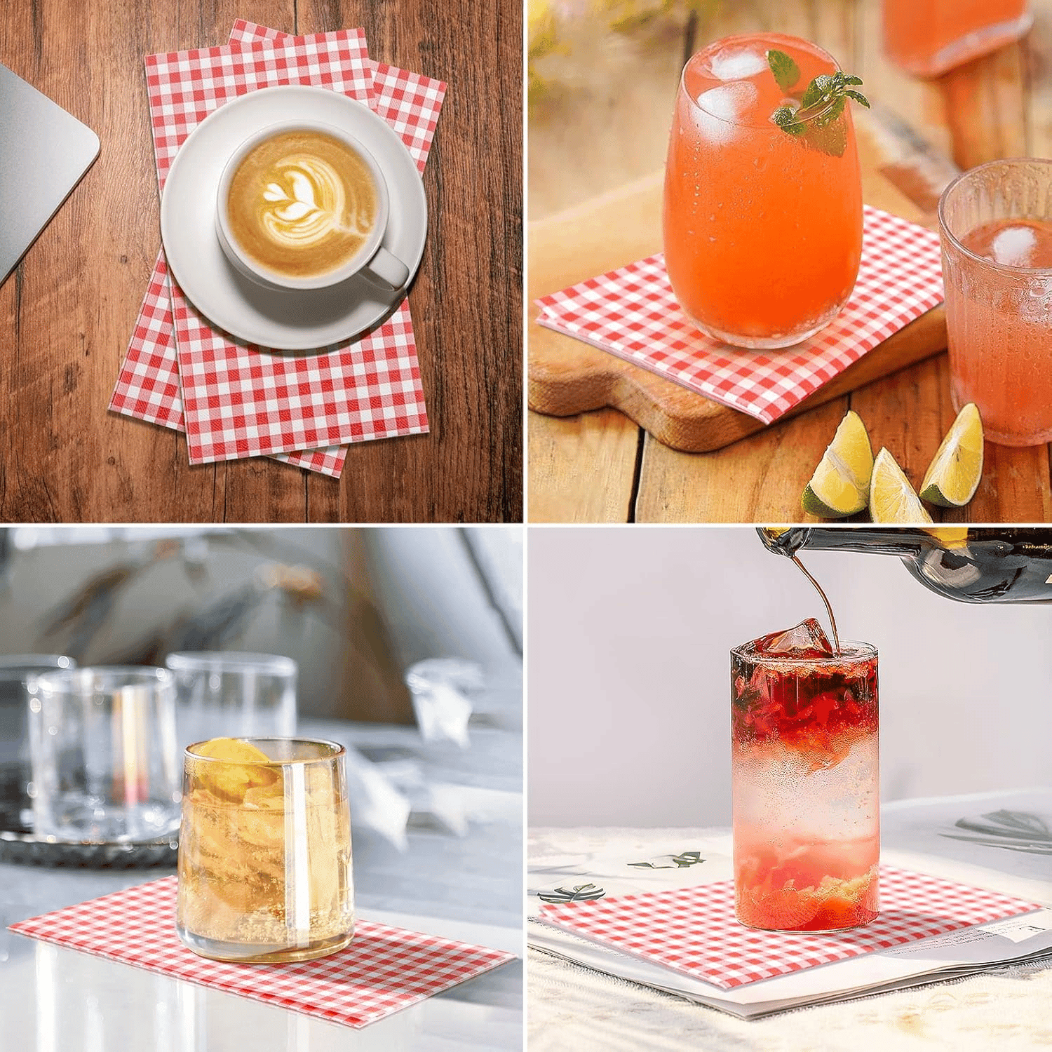 Red Gingham Paper Napkins — view 9