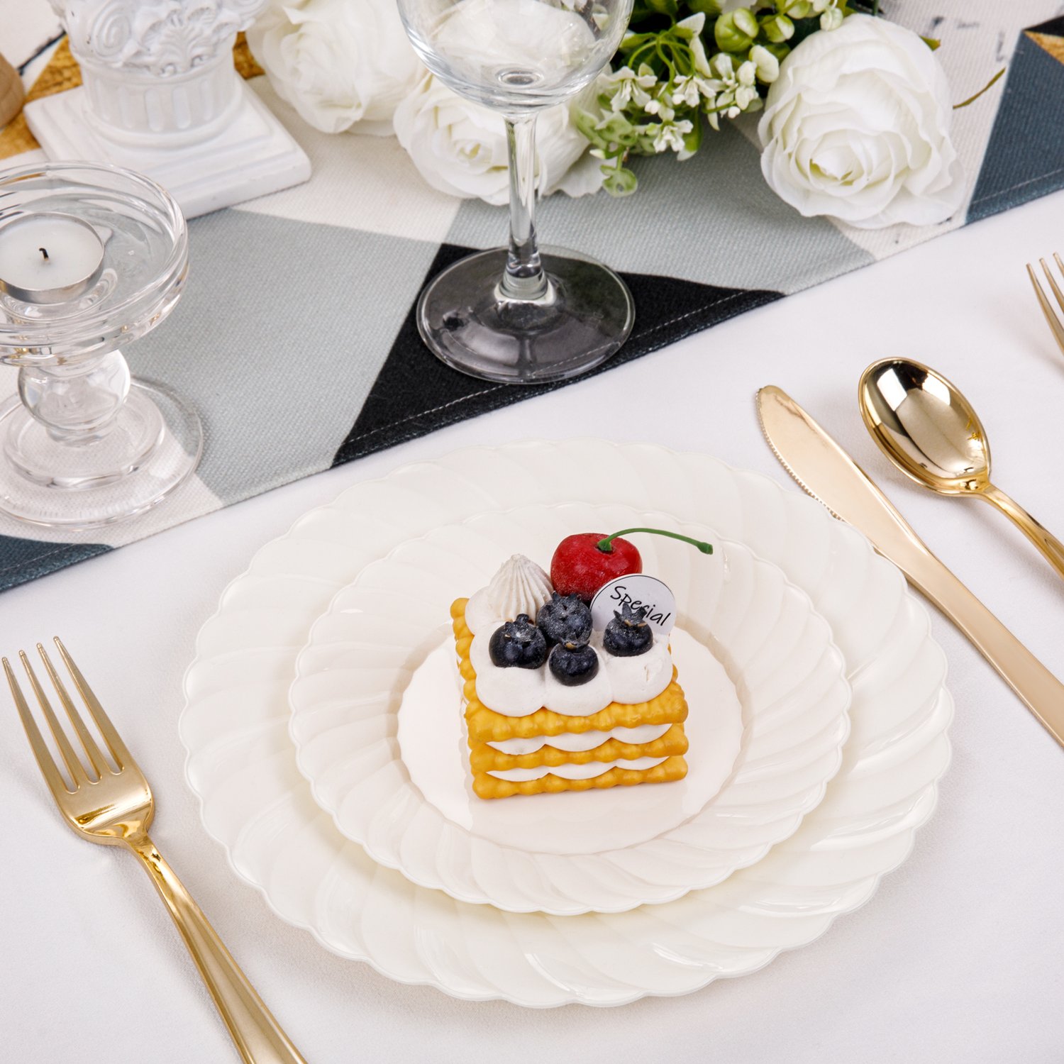 Ivory U-QE Plastic Plates — view 5