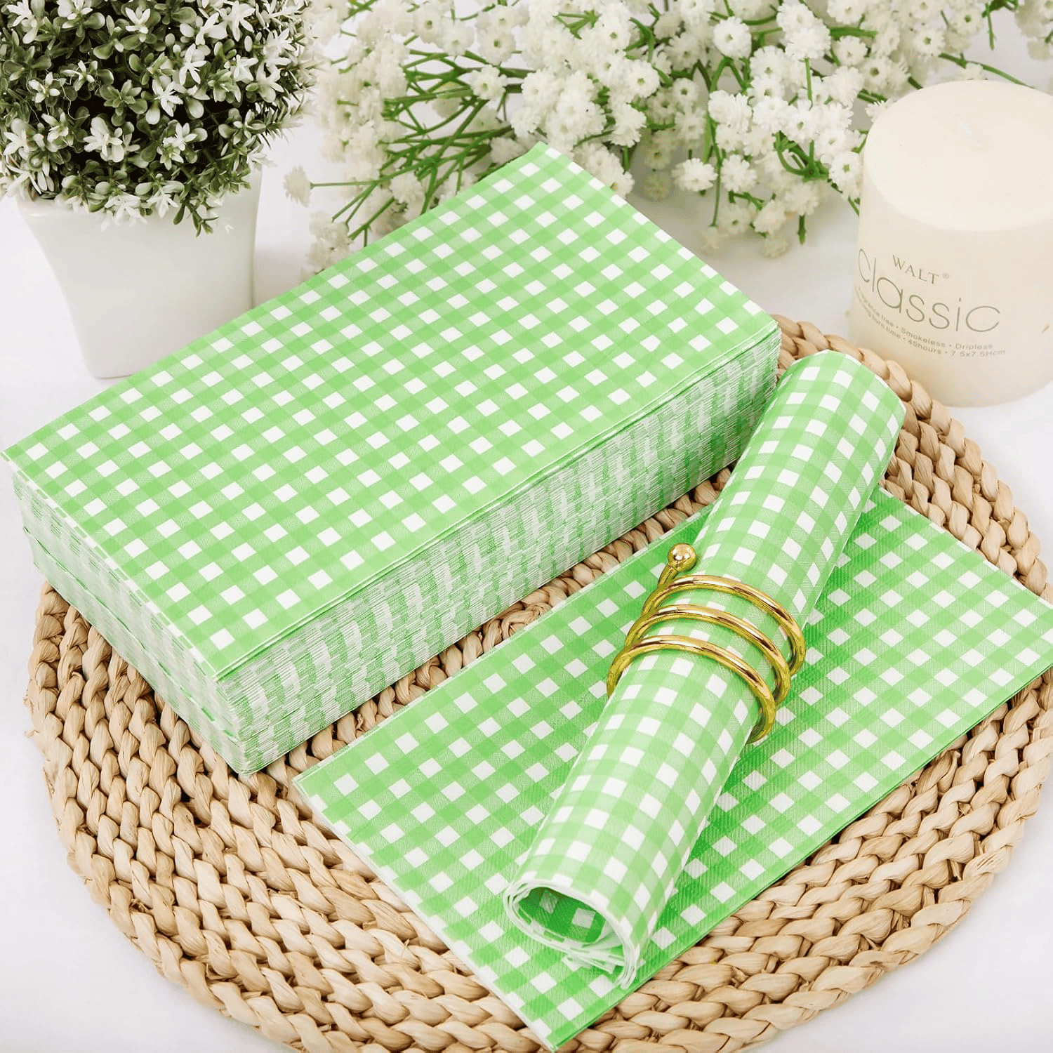 Green Gingham Paper Napkins — view 8