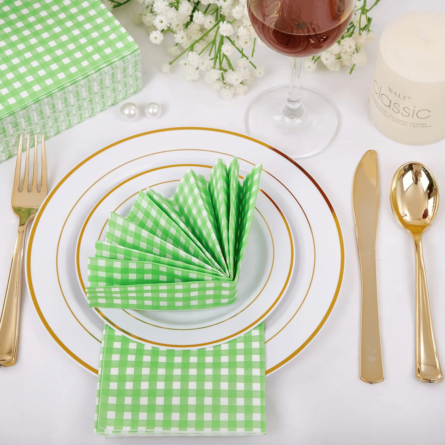 Green Gingham Paper Napkins — view 9