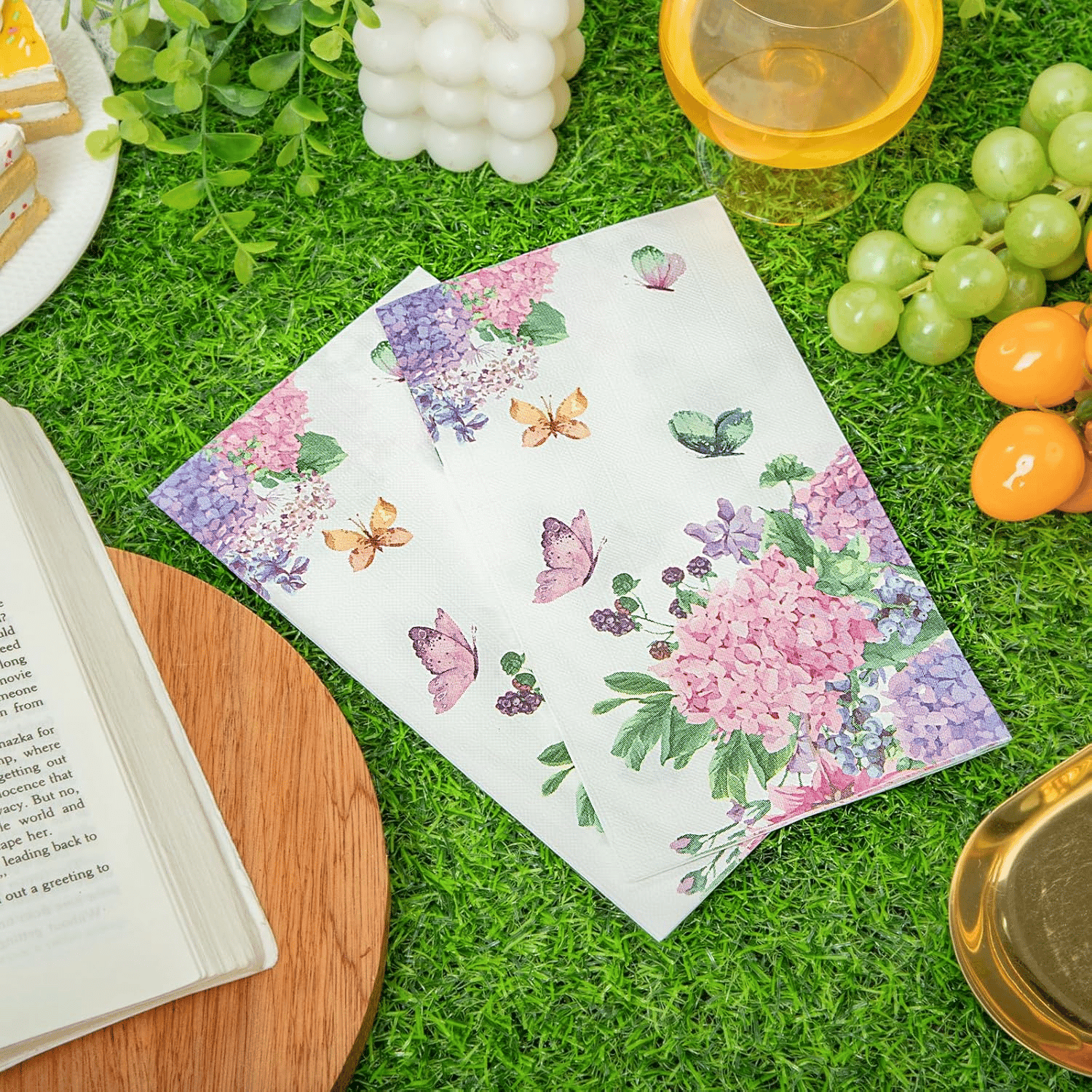 Floral Purple Paper Napkins — view 8