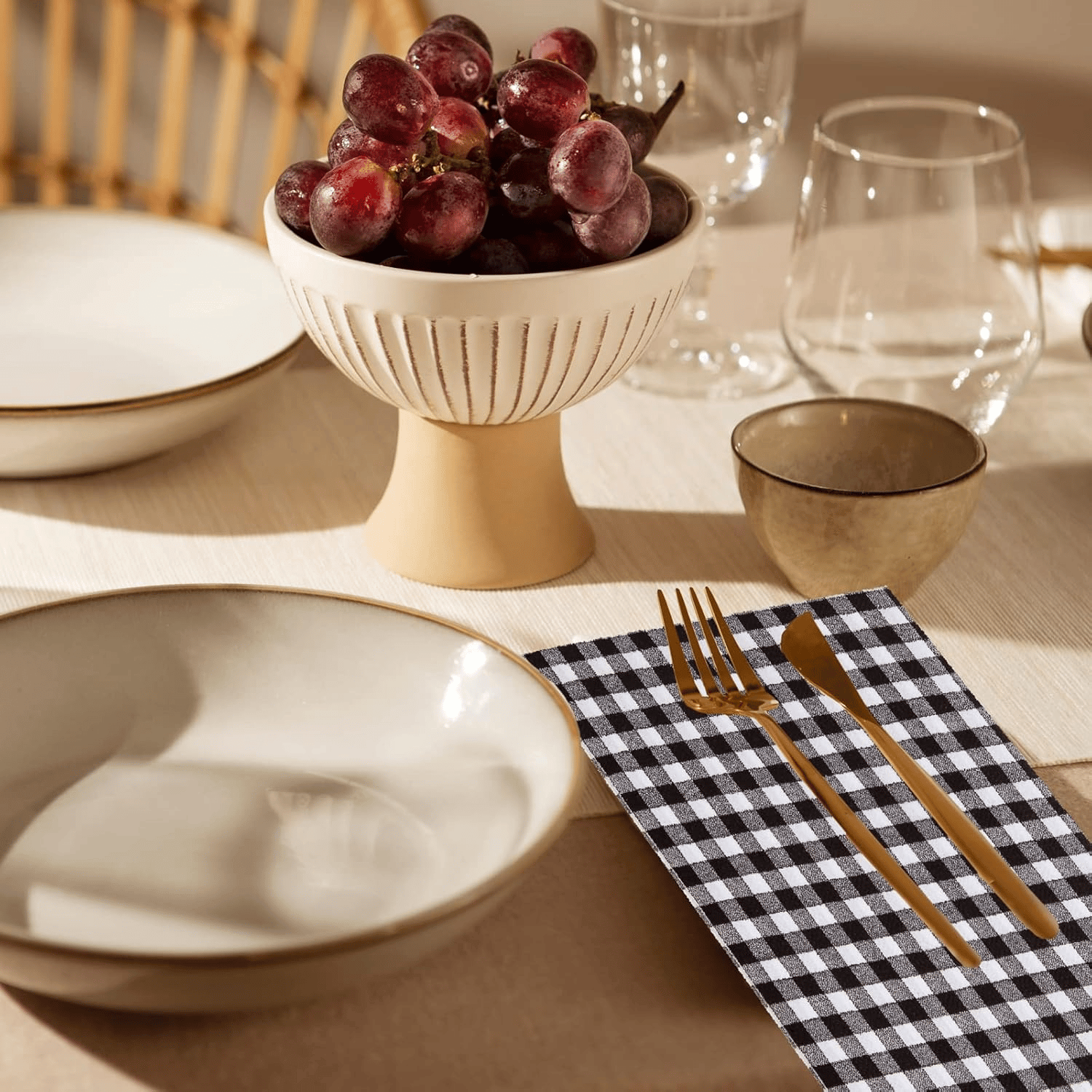 Black Gingham Paper Napkins — view 8
