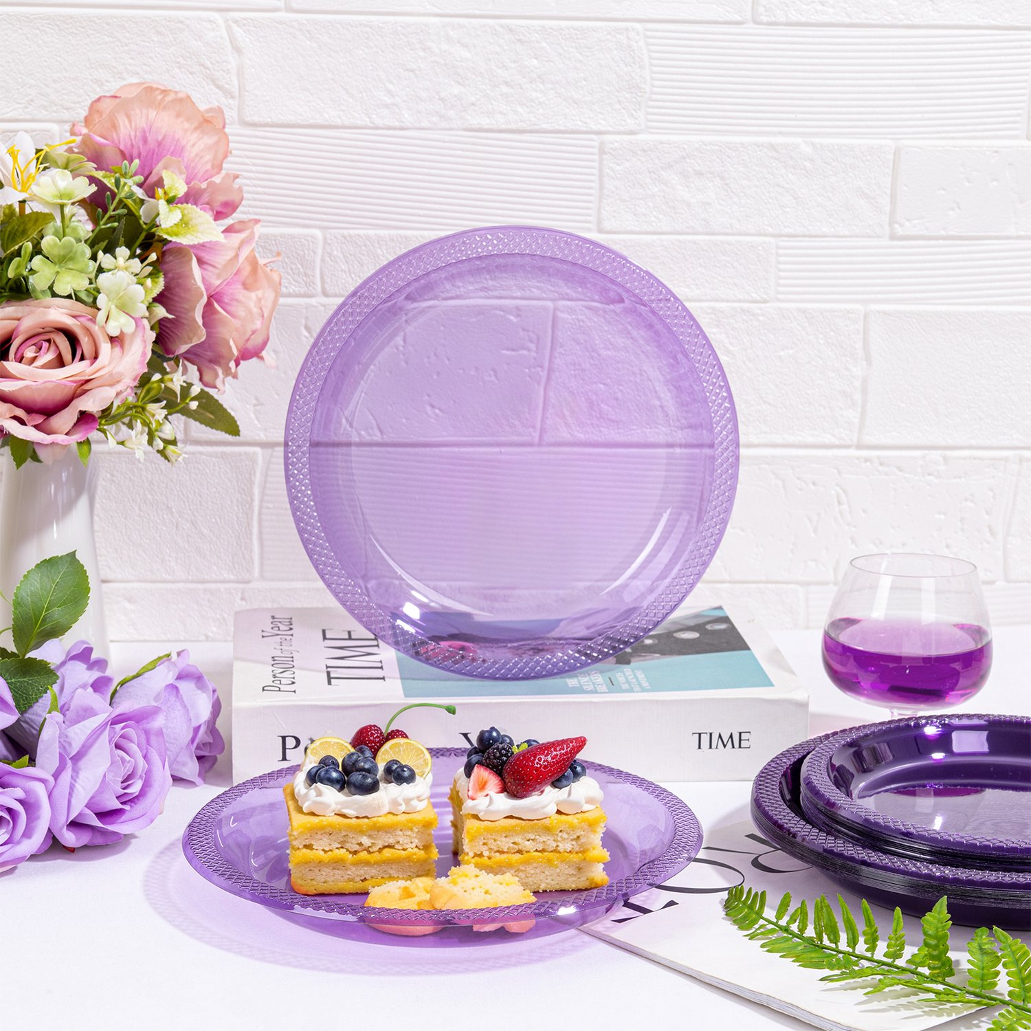Lavender 10inch Disposable Dinner Plates for Party (150 Pieces) — view 5