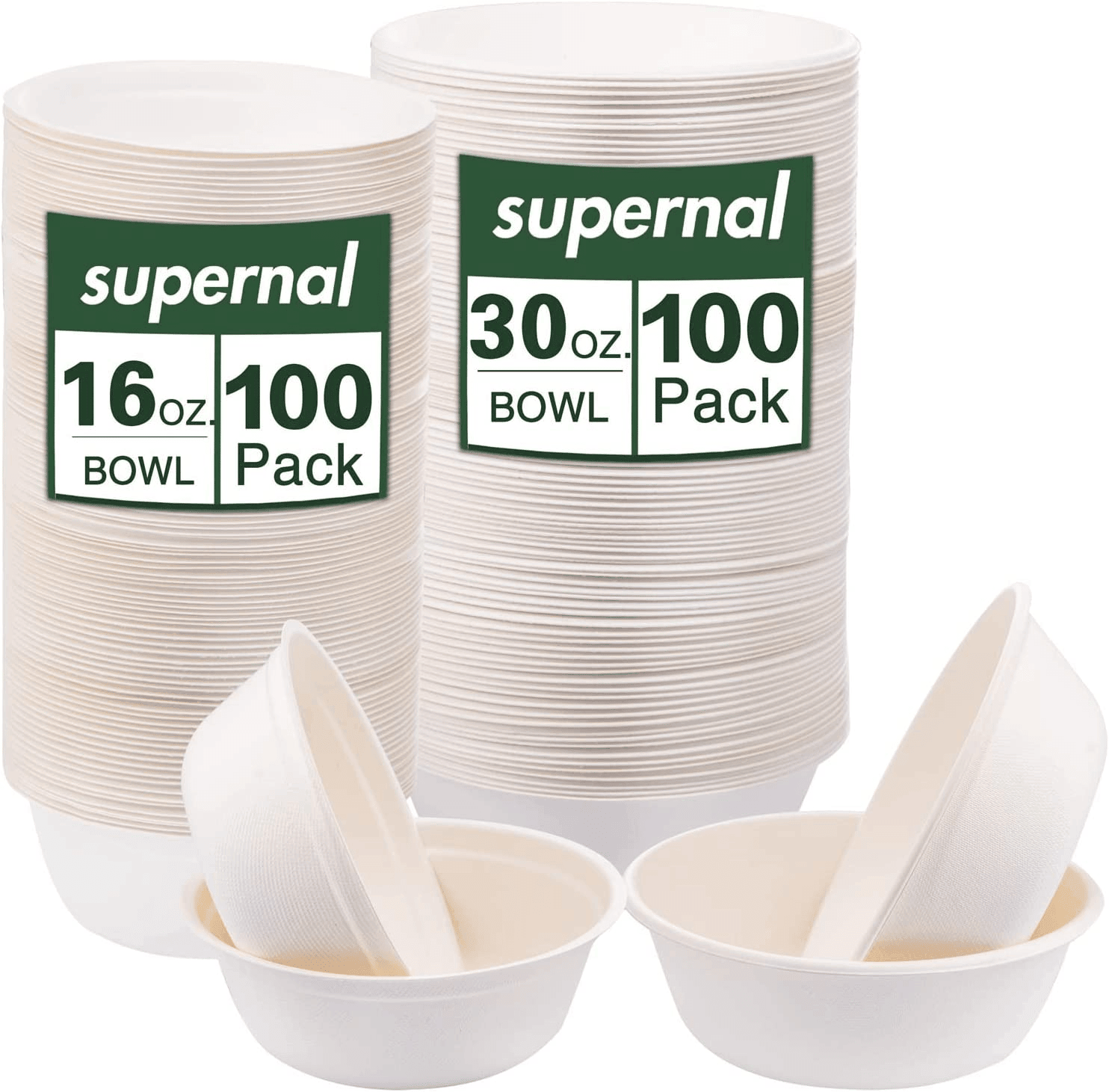 16 oz & 30 oz Compostable Paper Bowls Set (200 Pieces) — view 1