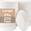 24 oz Compostable Sugarcane Bowls (200 Pieces)