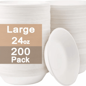 24 oz Compostable Sugarcane Bowls (200 Pieces) — view 1