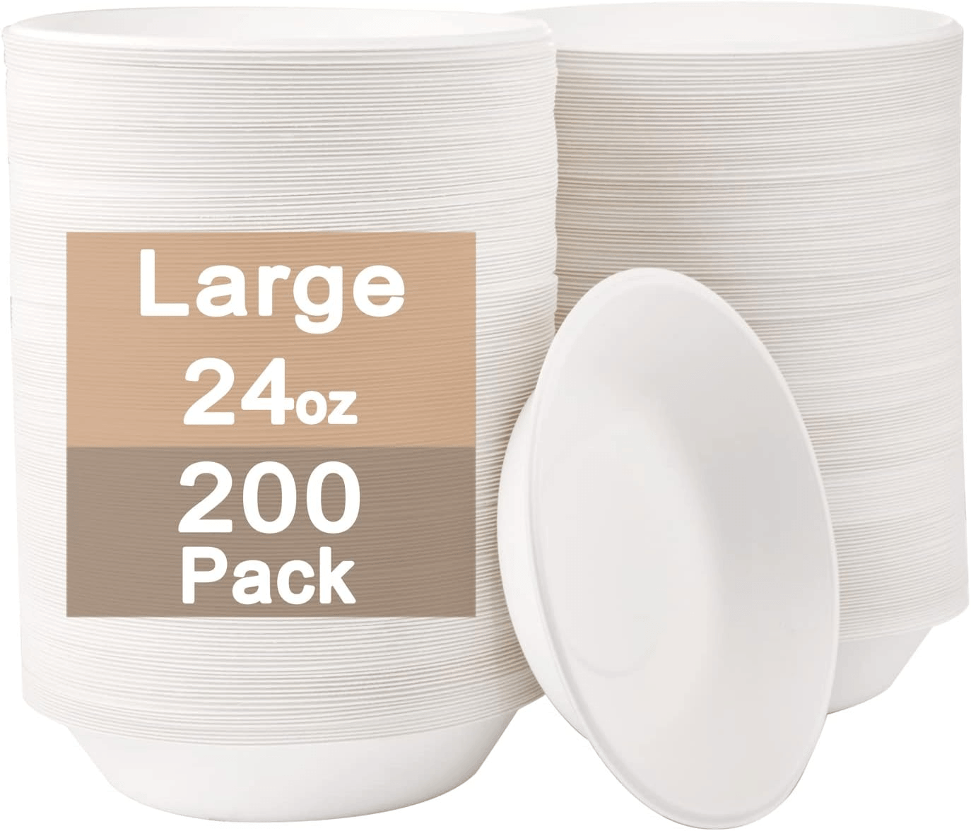 24 oz Compostable Sugarcane Bowls (200 Pieces) — view 1