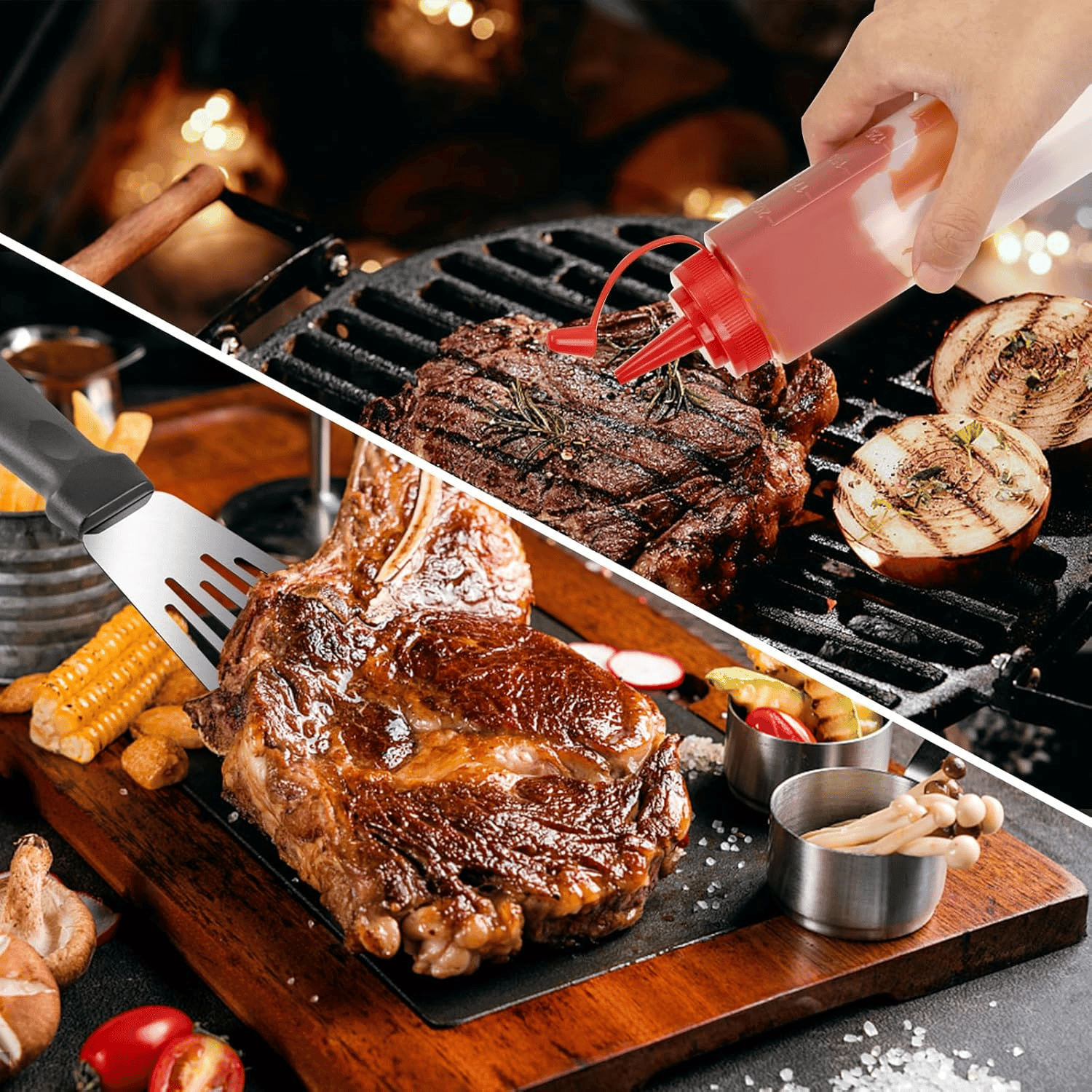 46pcs Blackstone Griddle Accessories Upgraded Barbecue Presses Flat Top Grill Tools for Camp Chef Griddle Cover Salt and Pepper Shakers Grill Black Tools Set Enlarged Spatula Gift Set (46 Pieces) — view 9