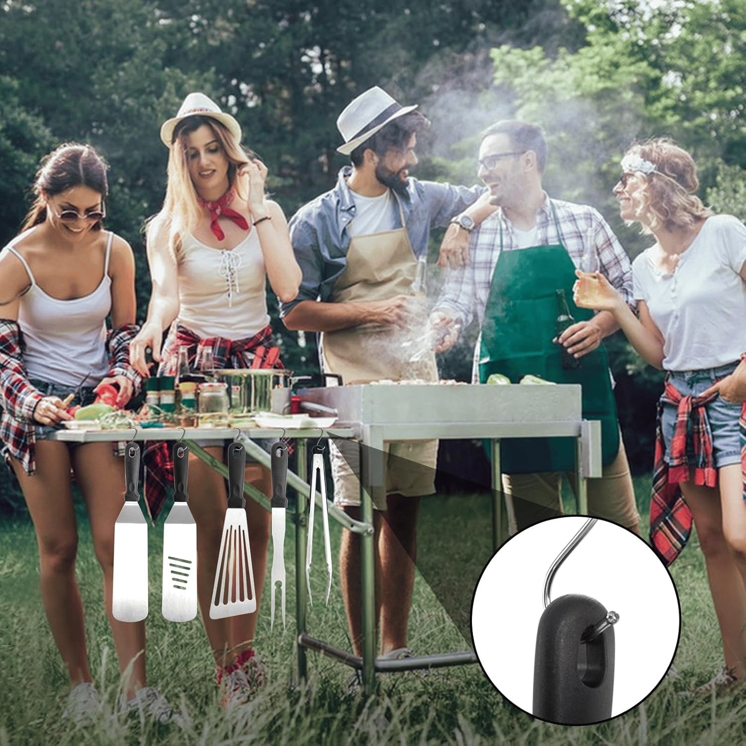 46pcs Blackstone Griddle Accessories Upgraded Barbecue Presses Flat Top Grill Tools for Camp Chef Griddle Cover Salt and Pepper Shakers Grill Black Tools Set Enlarged Spatula Gift Set (46 Pieces) — view 10