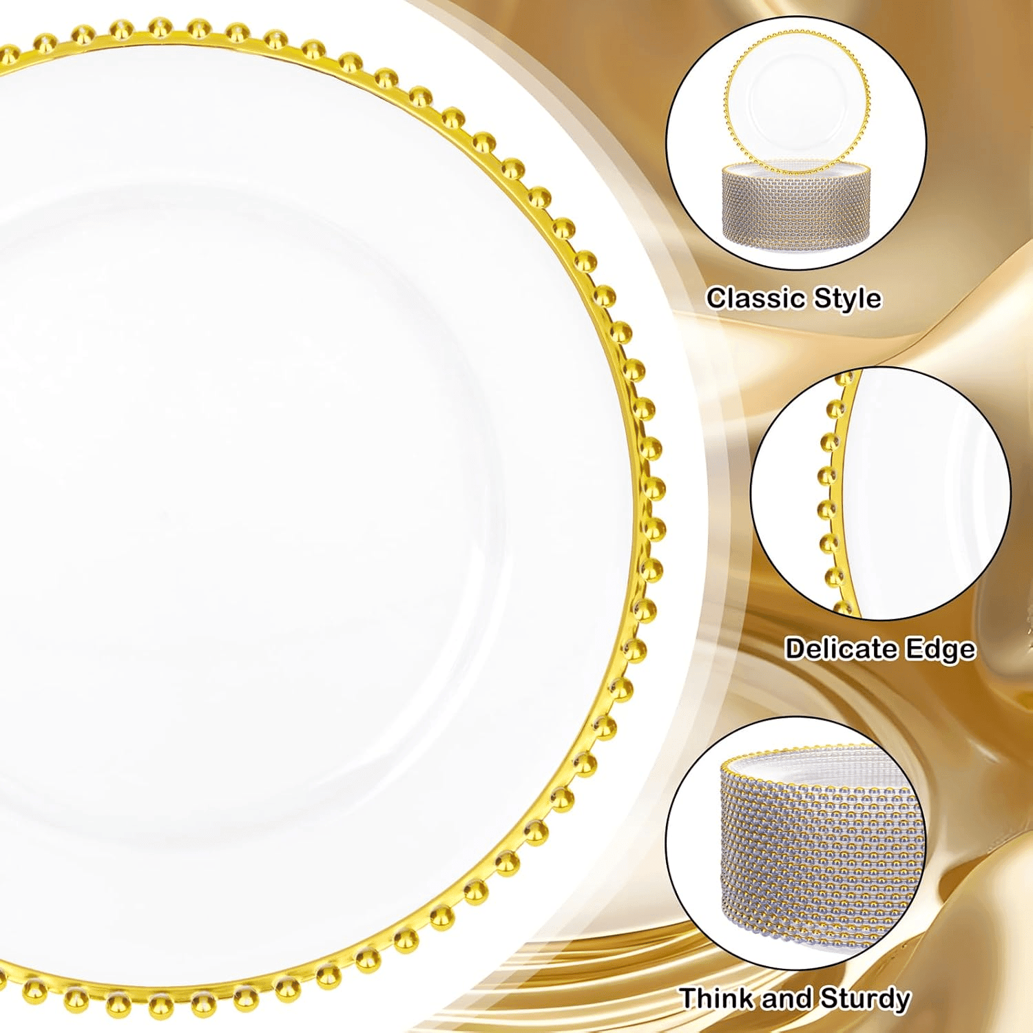 Gold Charger Plates (20 Pack) — view 7