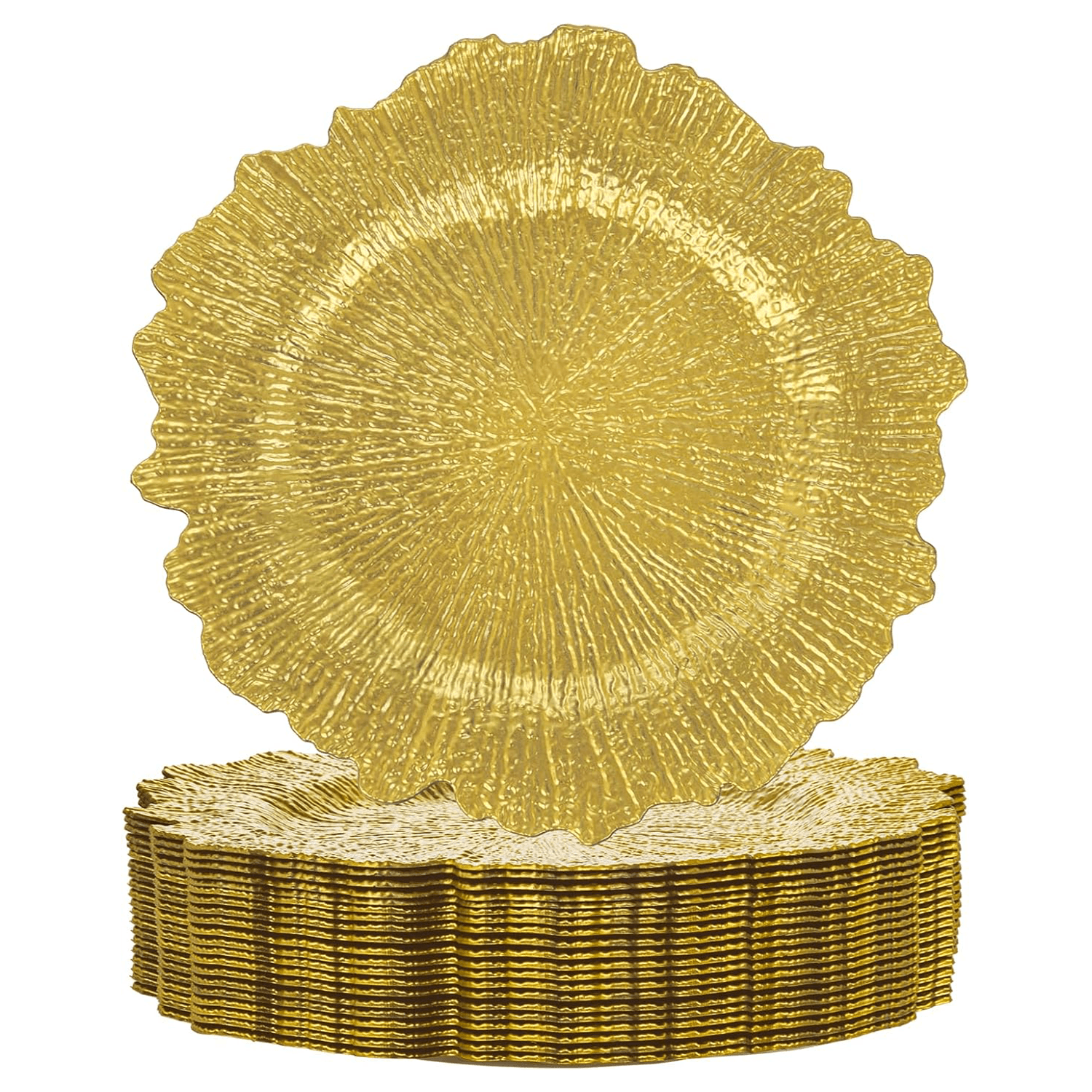 Gold Reef Charger Plates,Plastic Chargers Plates For Dinner With Bead Rimed for Wedding,Party,Holiday — view 2