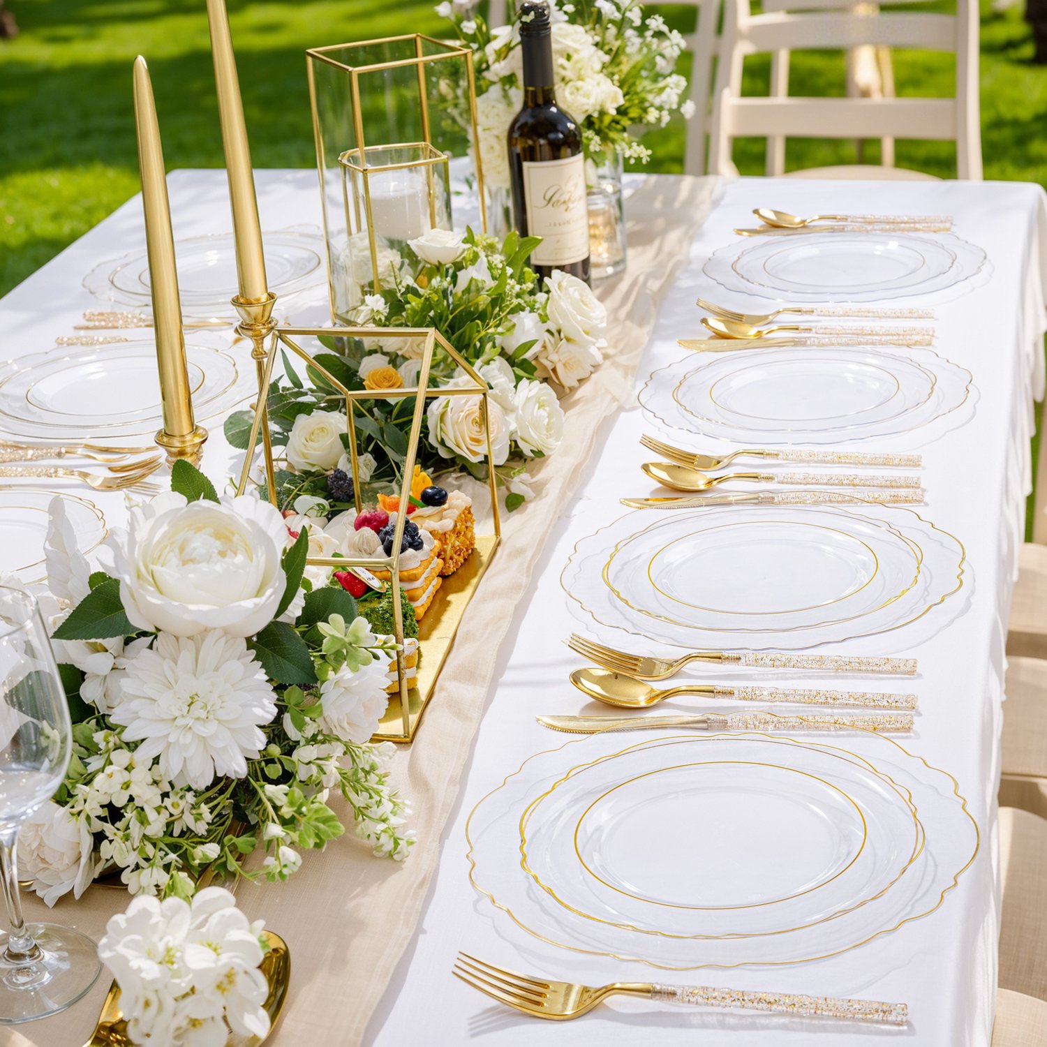 Clear Gold, Silver, Clear, Gold Plastic Plates — view 4
