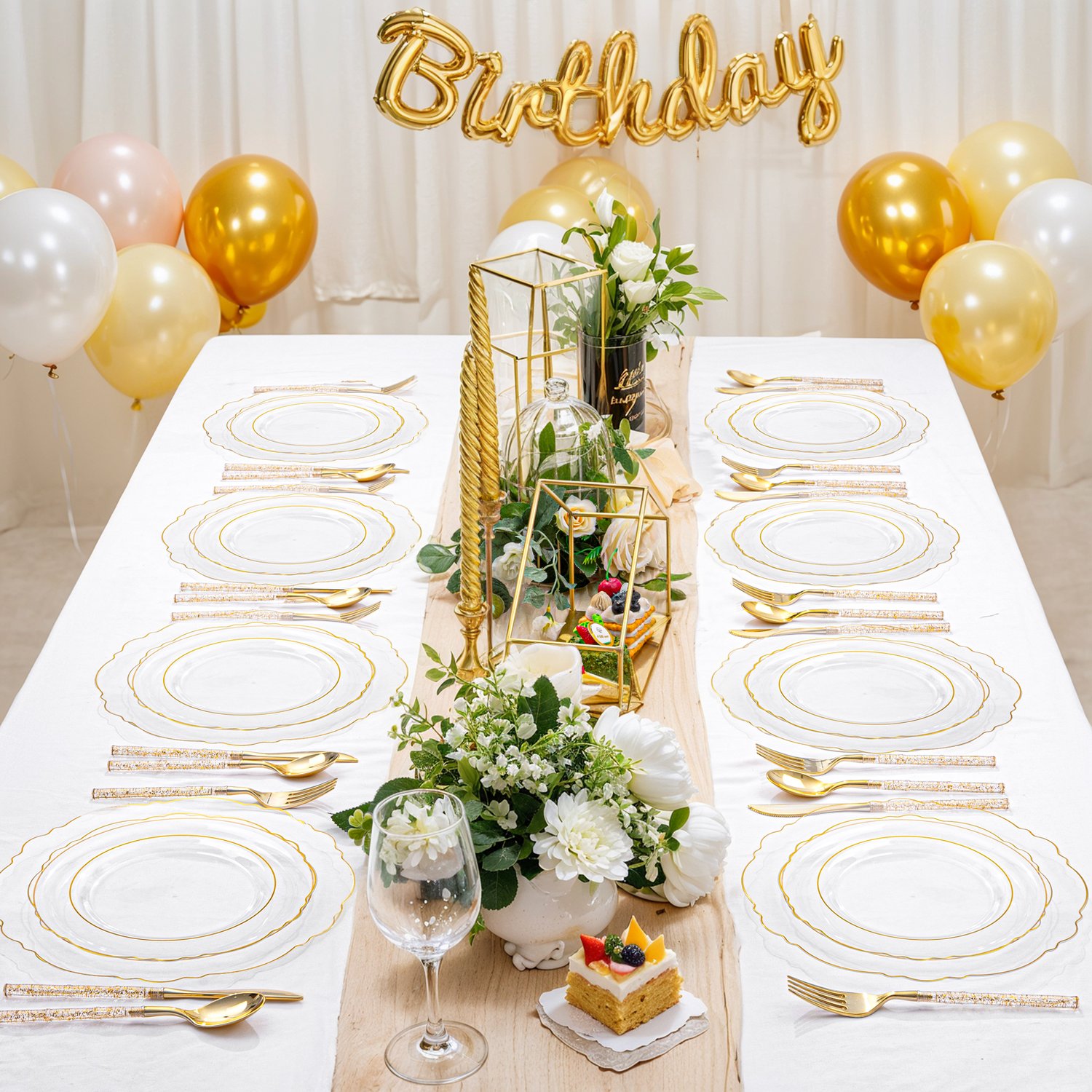 Clear Gold, Silver, Clear, Gold Plastic Plates — view 5