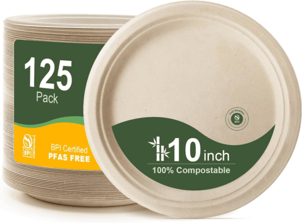 Natural 100% Compostable Paper Plates — view 1