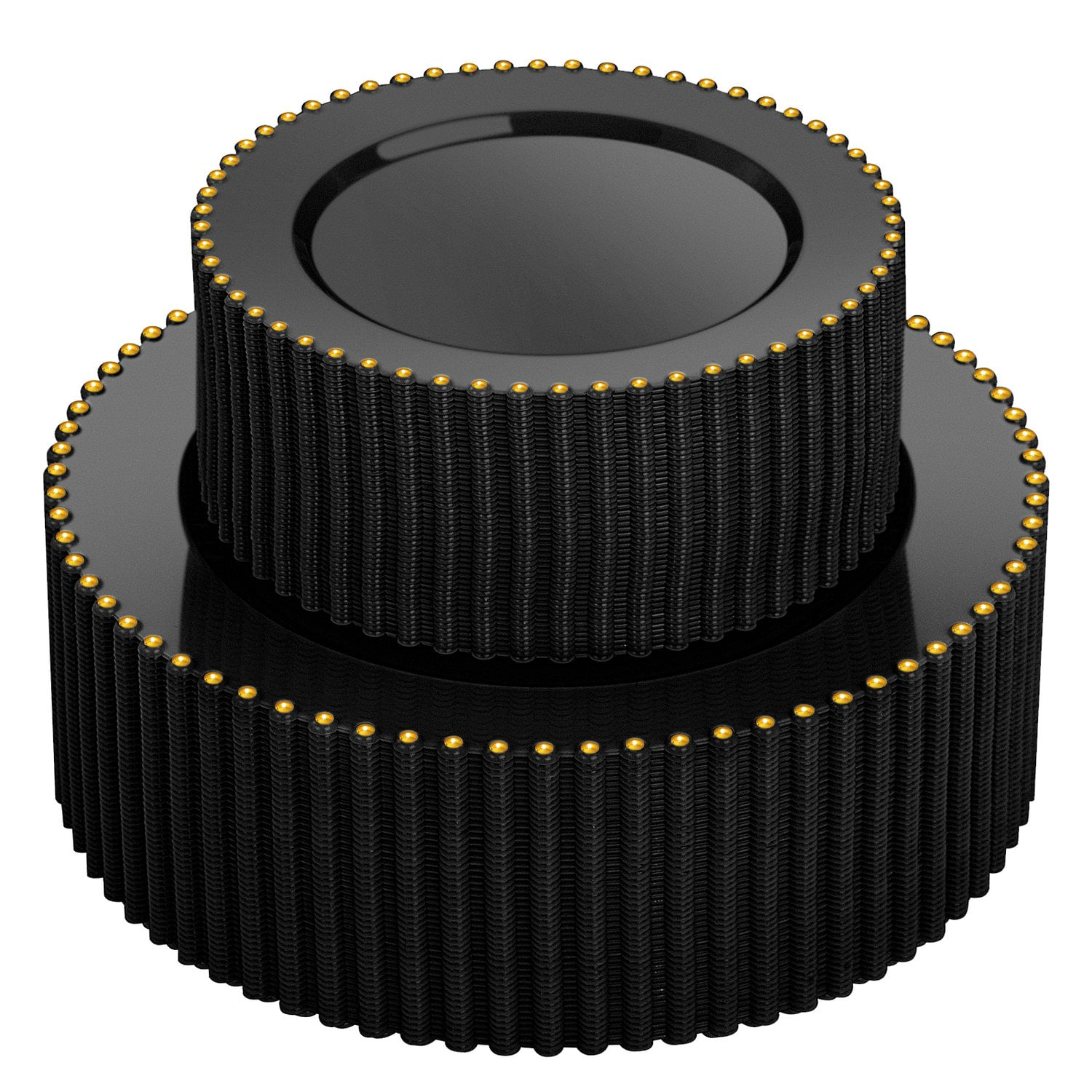 Black And Gold, Black, Gold Plastic Plates,Disposable Plates — view 1