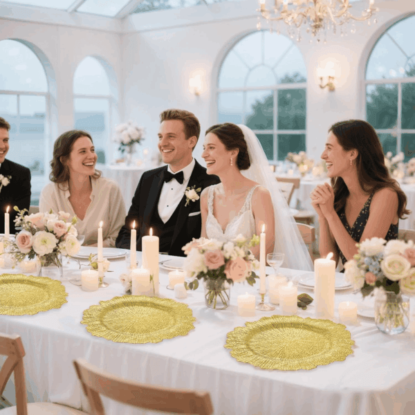 Gold Reef Charger Plates,Plastic Chargers Plates For Dinner With Bead Rimed for Wedding,Party,Holiday — view 7