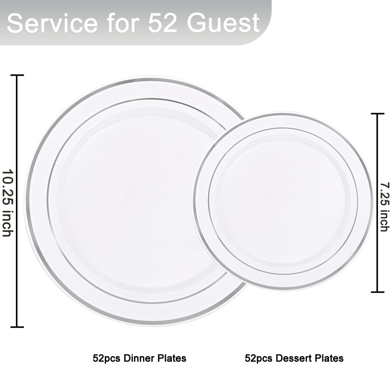 White Silver, Silver, White Silver Plastic Dinnerware Plates Set — view 2