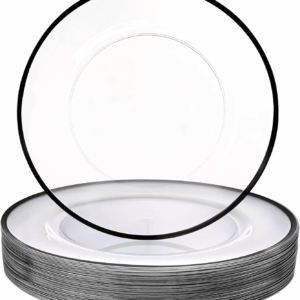 Clear And Black 12Inch Plastic Charger Plates — view 1