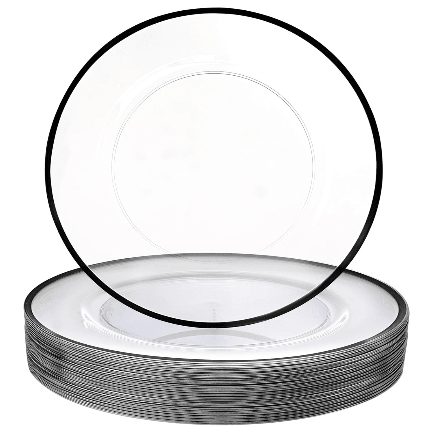Clear And Black 12Inch Plastic Charger Plates — view 2