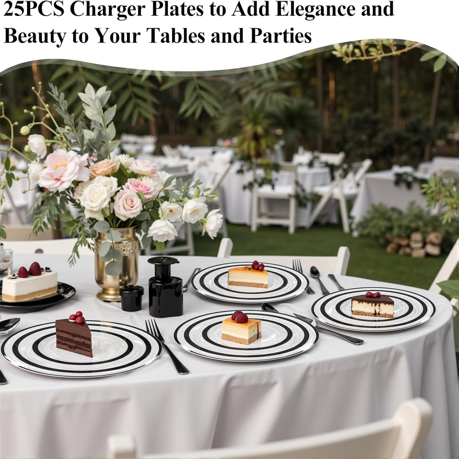 Clear And Black 12Inch Plastic Charger Plates — view 3