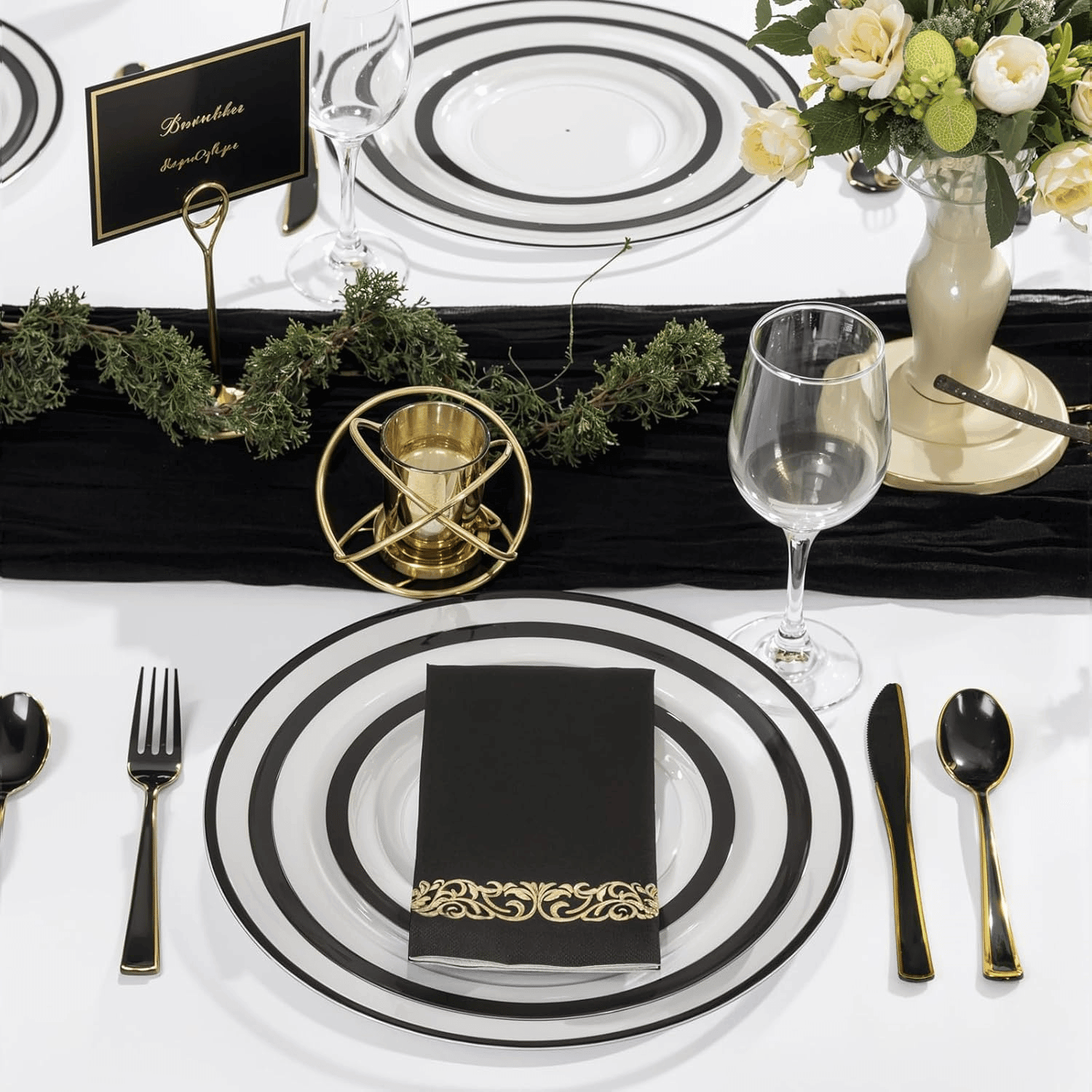 Clear And Black 12Inch Plastic Charger Plates — view 6