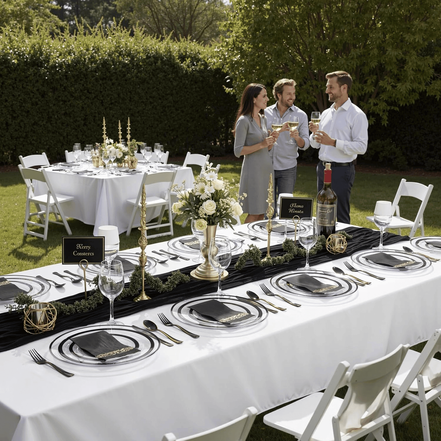 Clear And Black 12Inch Plastic Charger Plates — view 8