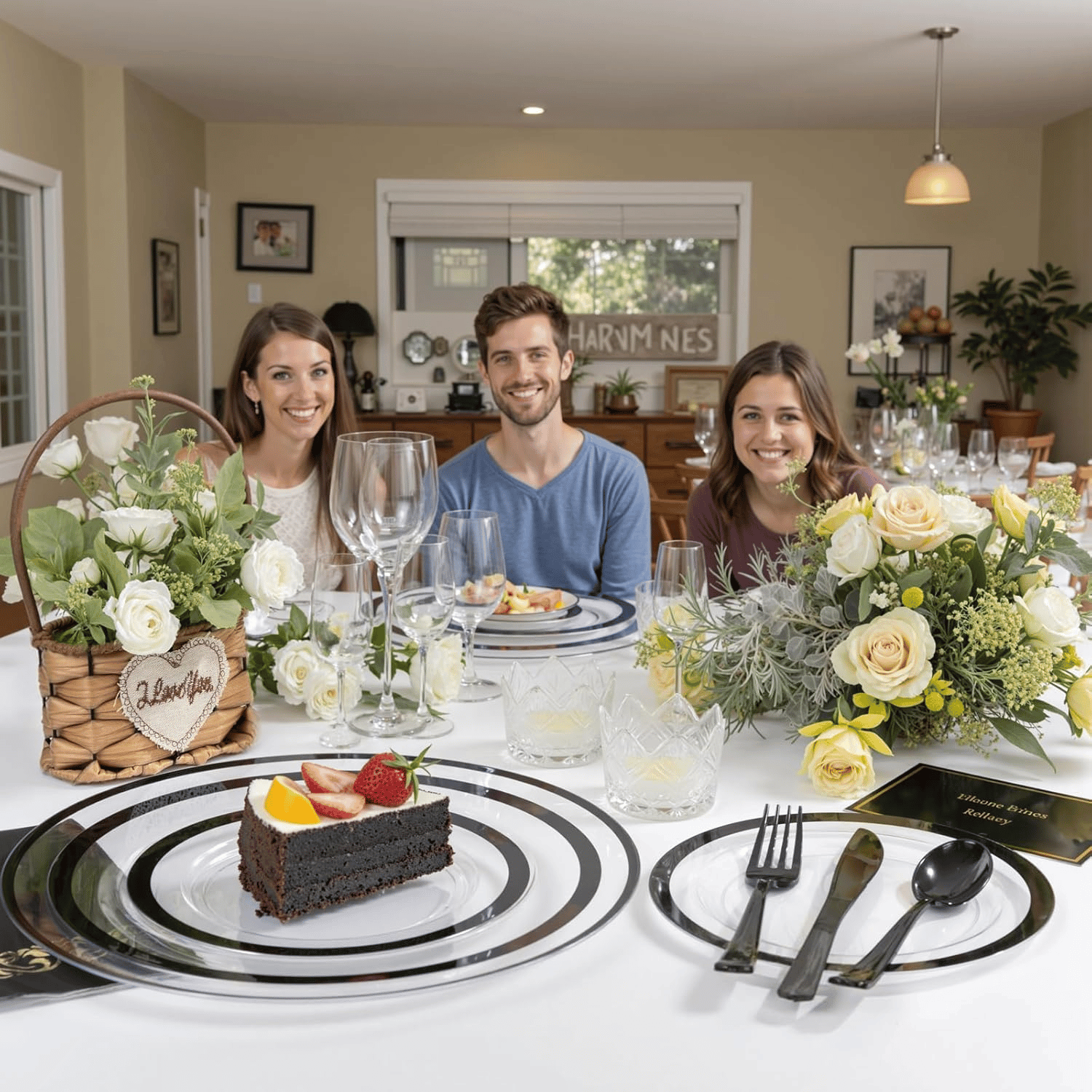Clear And Black 12Inch Plastic Charger Plates — view 9