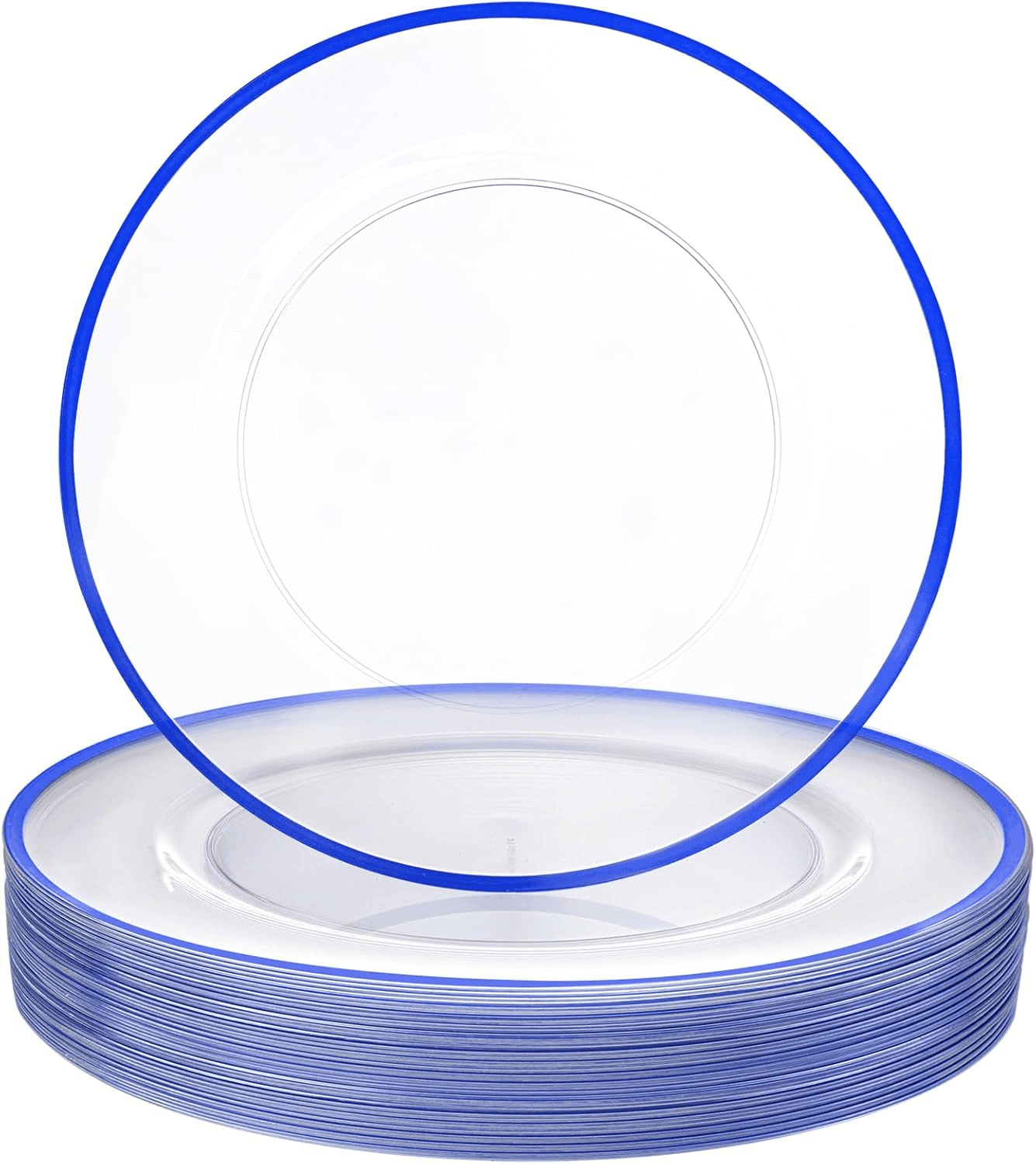 Clear And Blue 12Inch Plastic Charger Plates — view 1