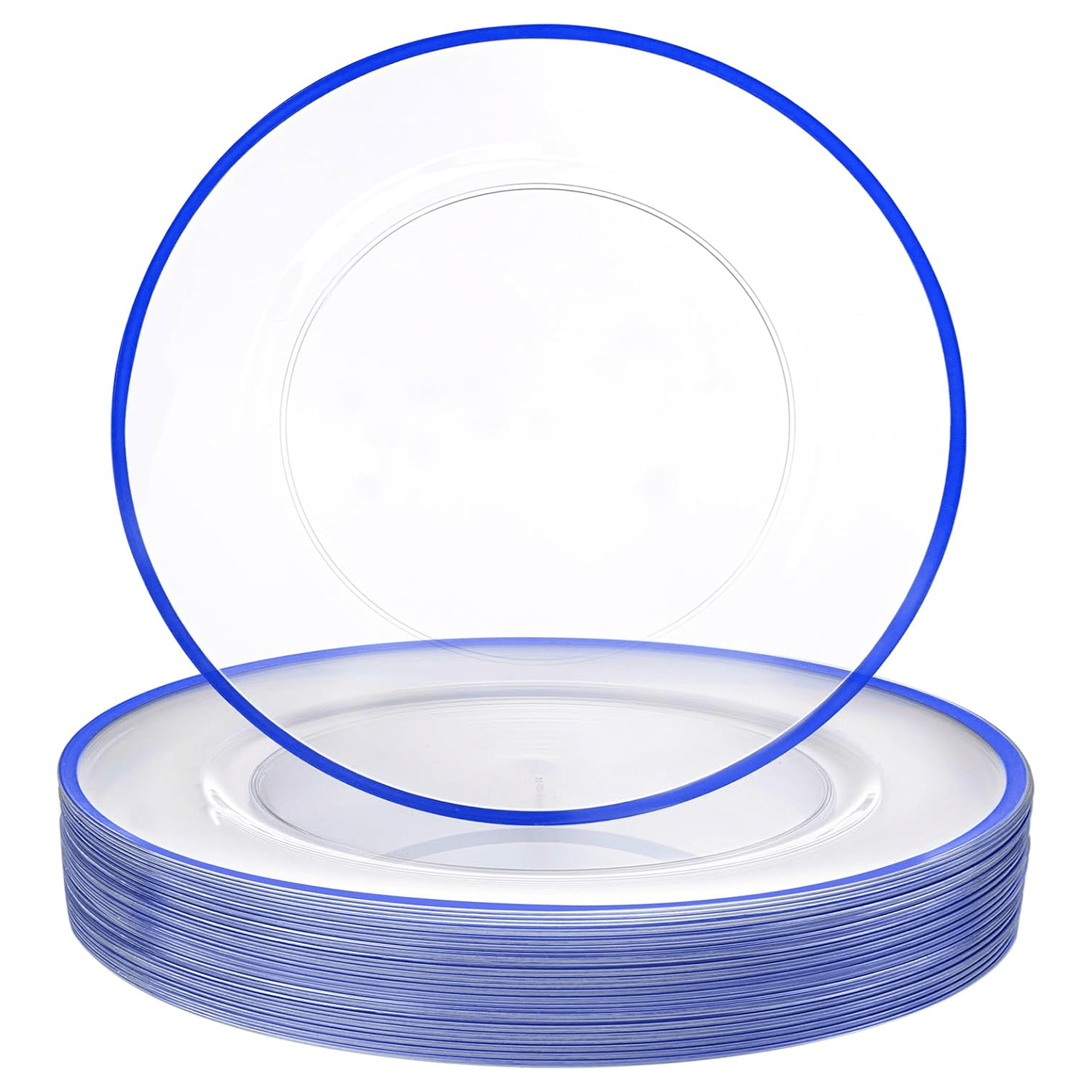 Clear And Blue 12Inch Plastic Charger Plates — view 3