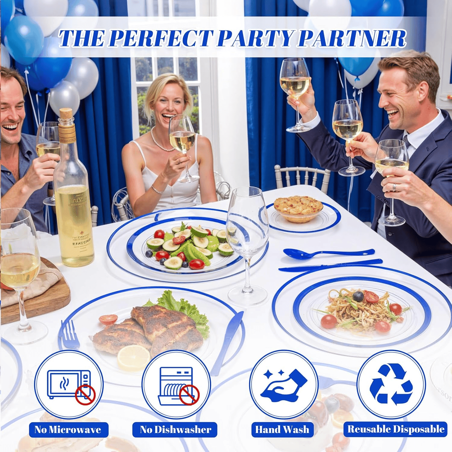 Clear And Blue 12Inch Plastic Charger Plates — view 8