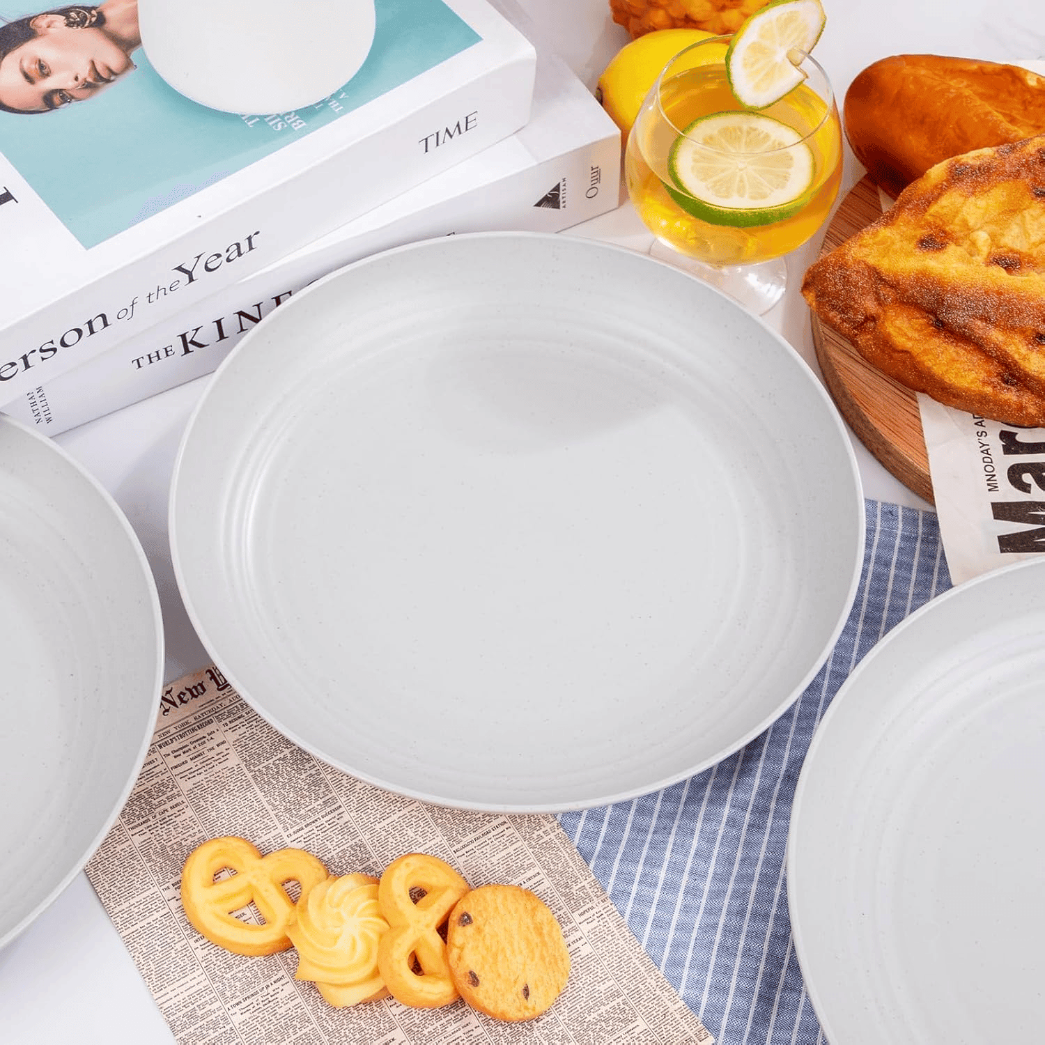 Grey Wheat Straw Plates,Deep Dinner Plastic Plates,Reusable Plates,10 inch Unbreakable Plates Set,Lightweight Microwave Dishwasher Safe,Plastic Plates for Picninc,Camping, RC366-1 — view 8