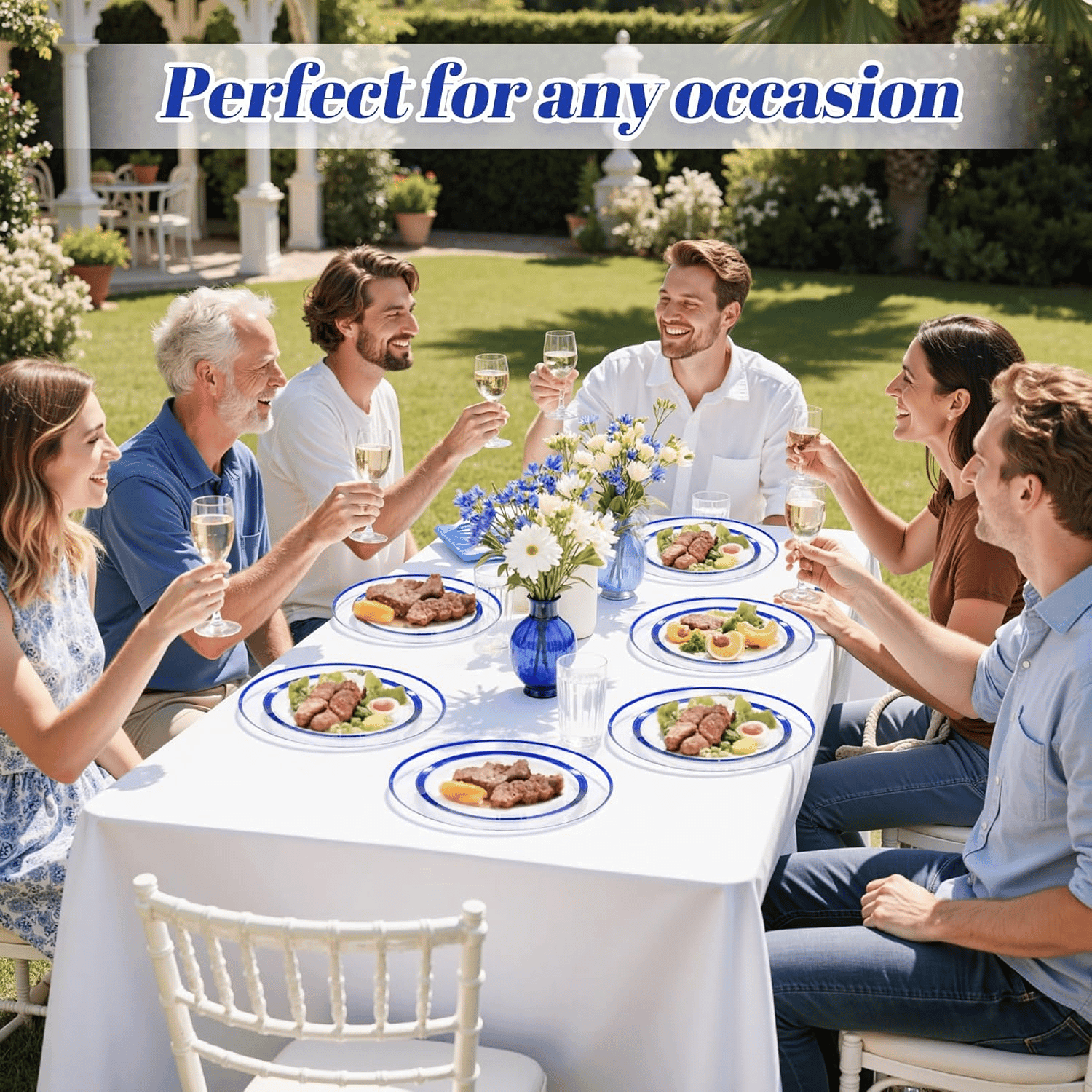 Clear And Blue 12Inch Plastic Charger Plates — view 10