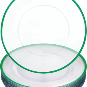 Clear And Green 12Inch Plastic Charger Plates — view 1
