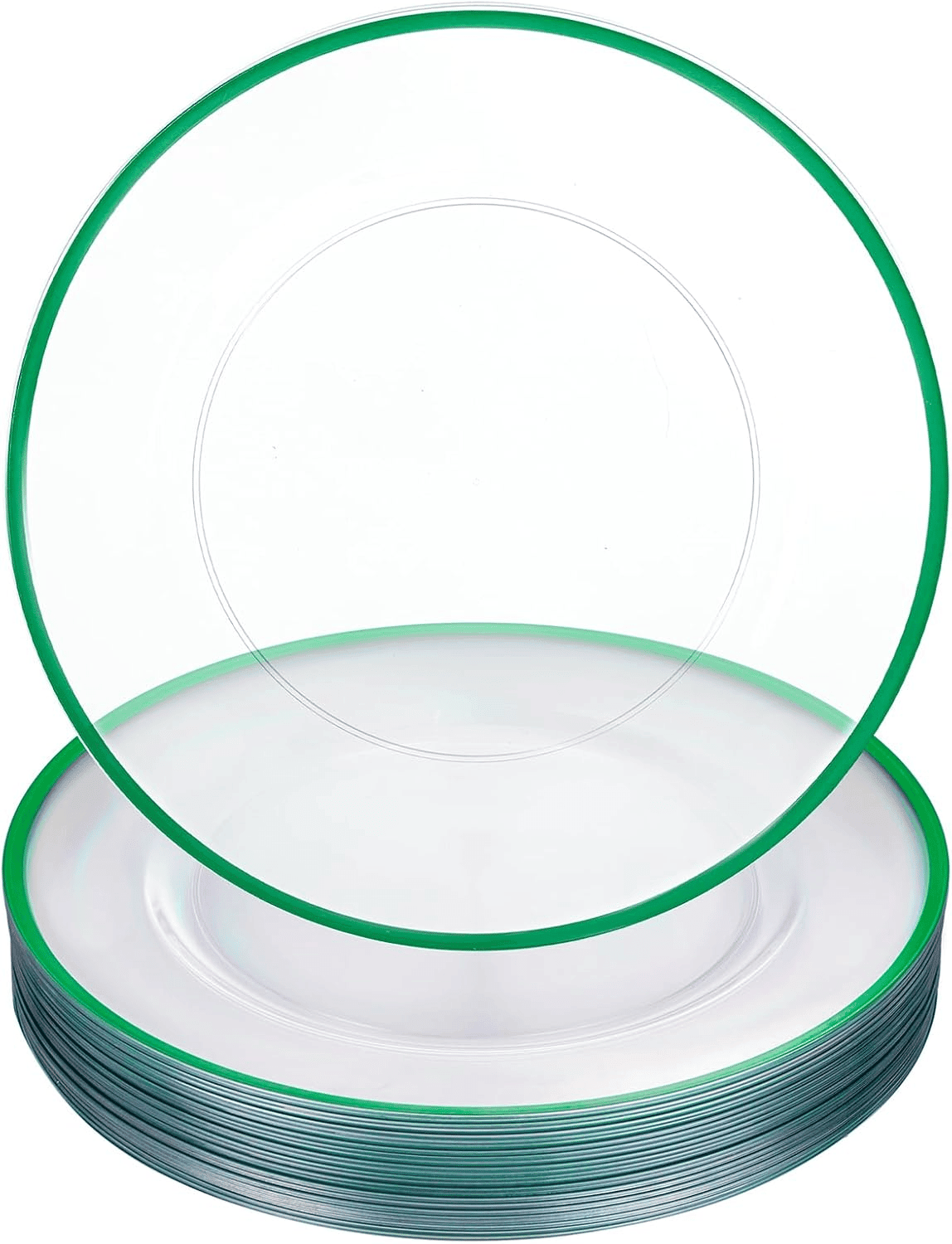 Clear And Green 12Inch Plastic Charger Plates — view 1