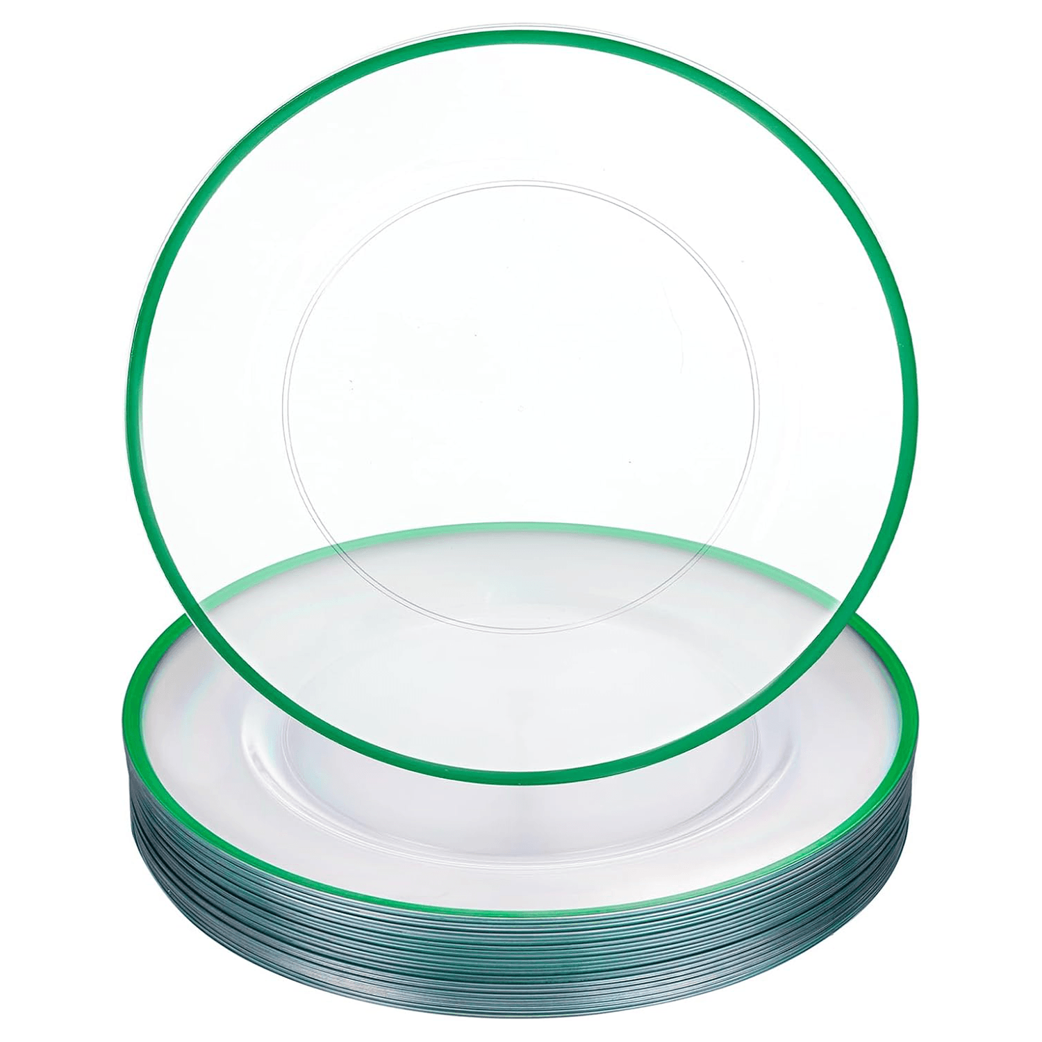 Clear And Green 12Inch Plastic Charger Plates — view 2