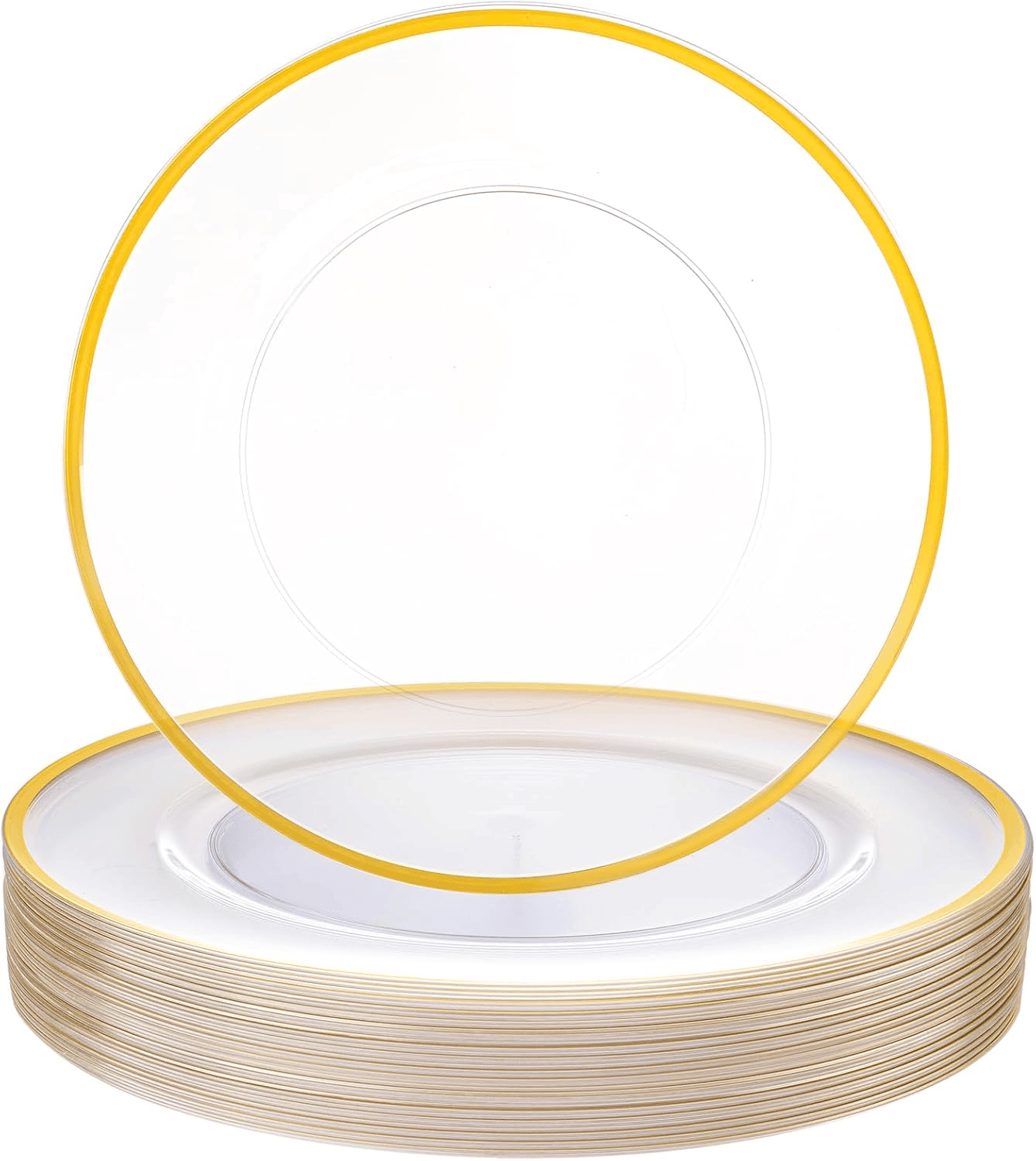 Clear And Gold 12Inch Plastic Charger Plates — view 1