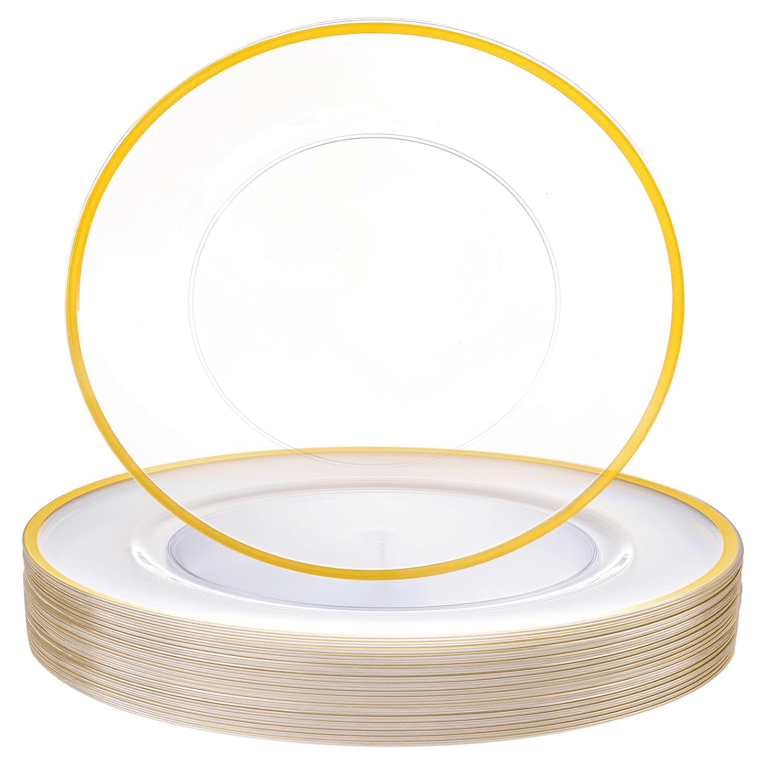 Clear And Gold 12Inch Plastic Charger Plates — view 2