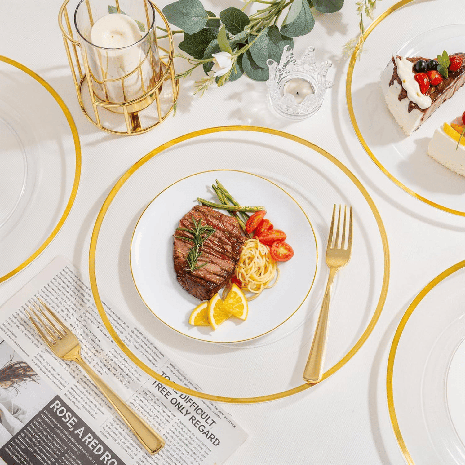 Clear And Gold 12Inch Plastic Charger Plates — view 9