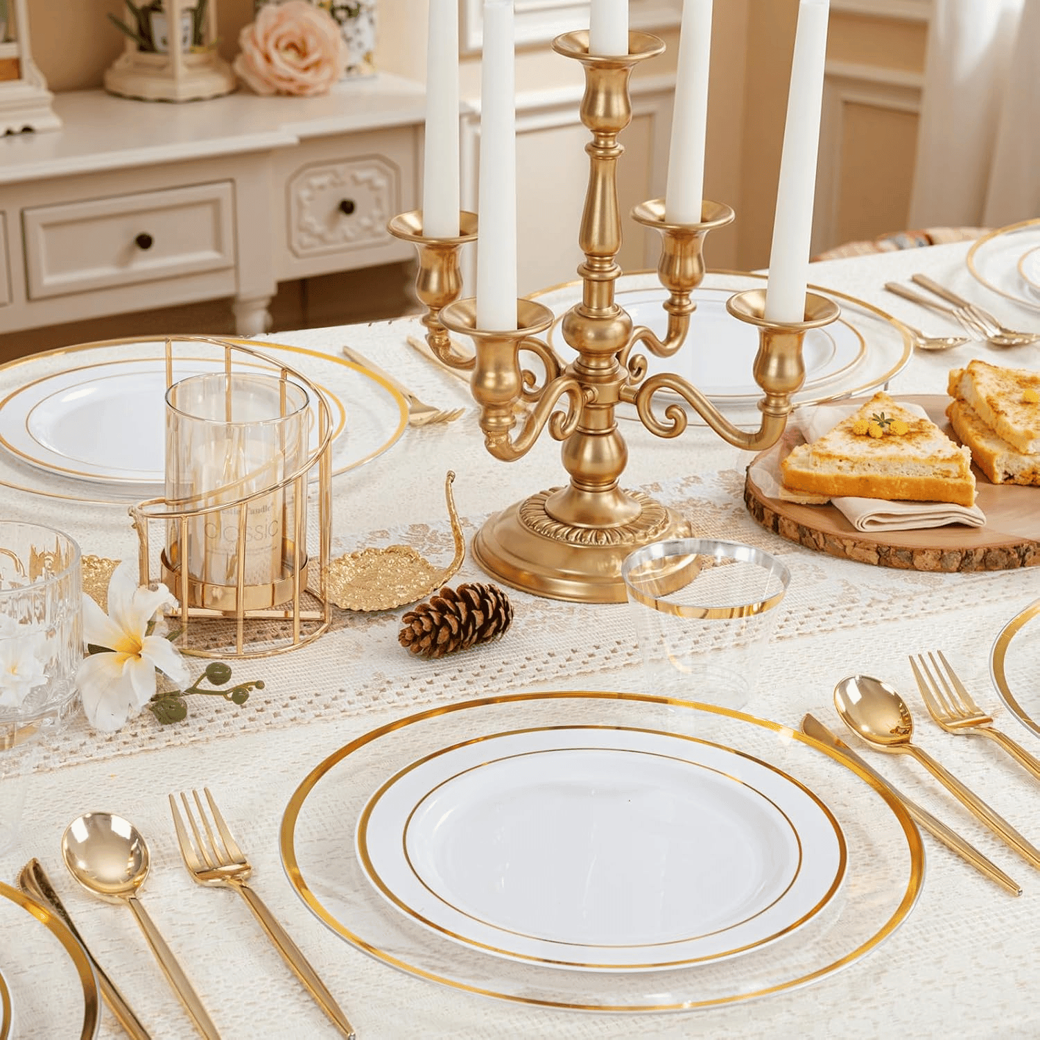 Clear And Gold 12Inch Plastic Charger Plates — view 10