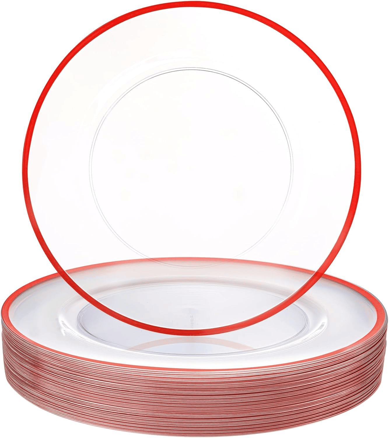 Clear And Red 12Inch Plastic Charger Plates — view 1